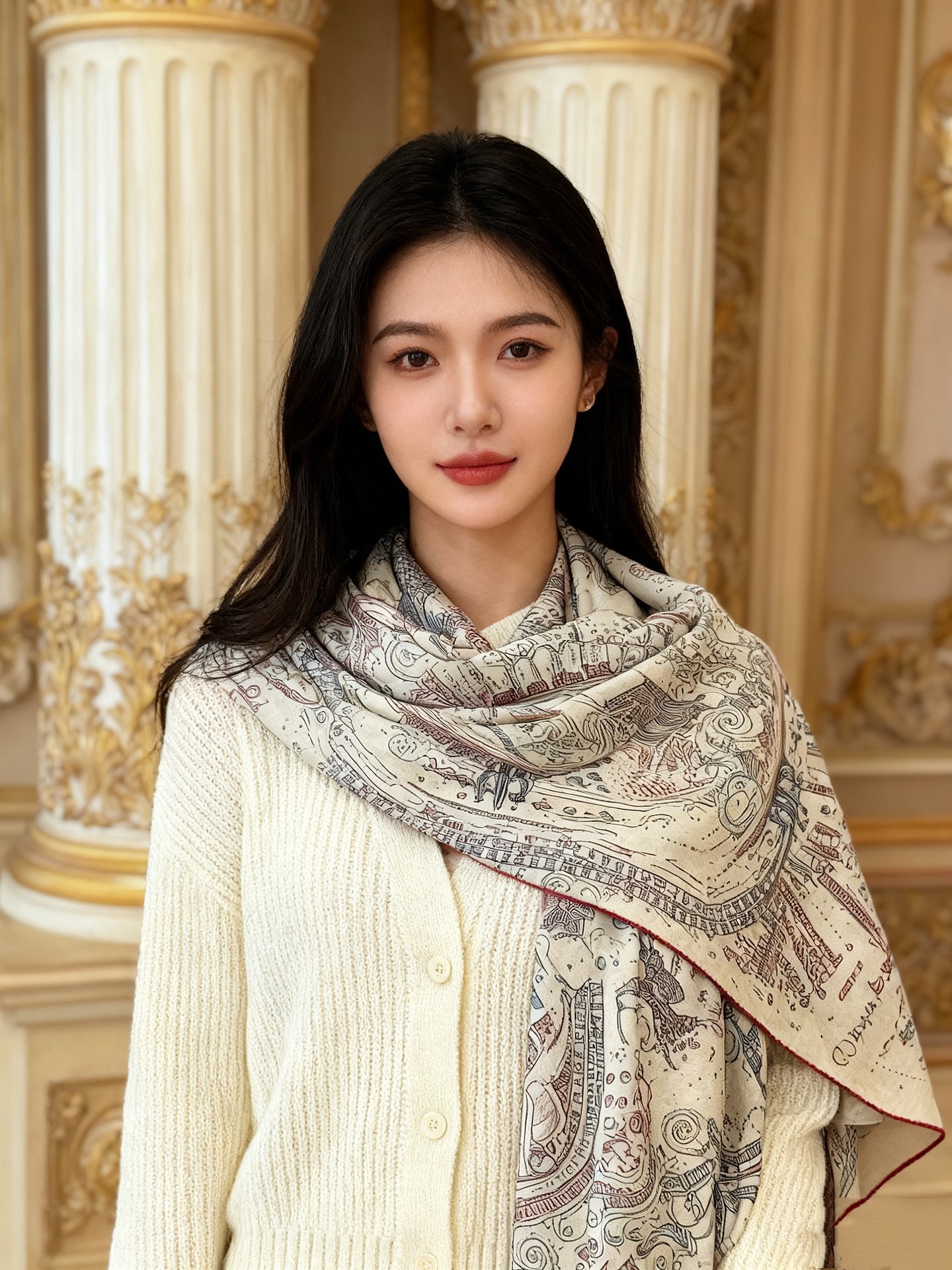 “正在接通中”140方巾~Hermes 手工卷边丝绒方巾(30%桑蚕丝70%羊绒)这款爱马仕的经典单品展