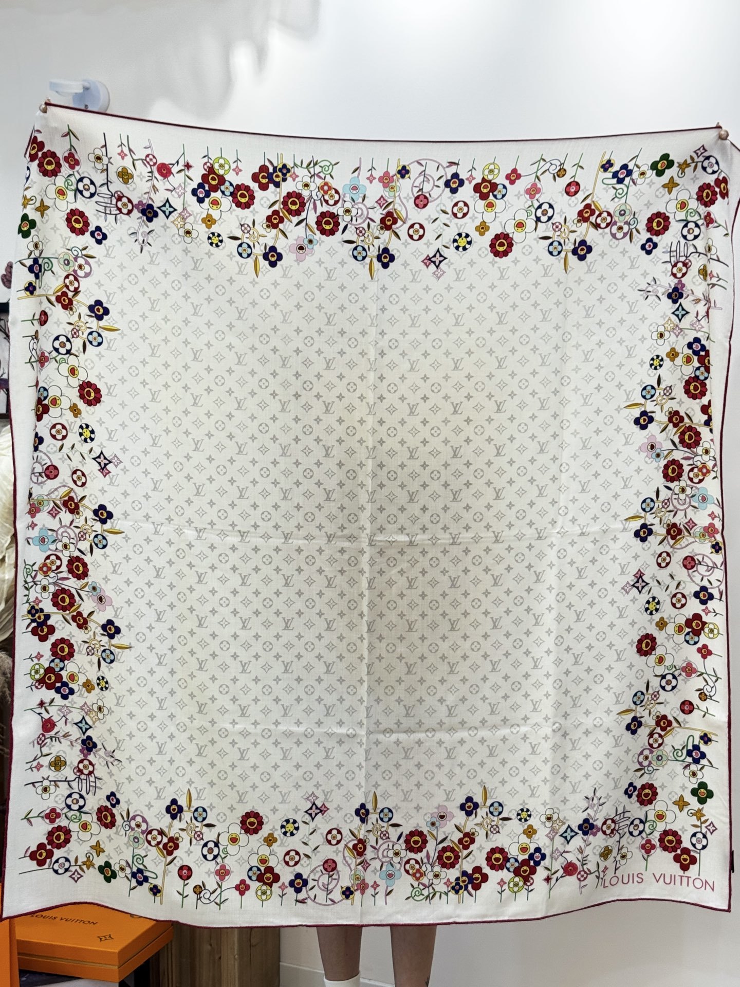 LV x TM SUPERFLAT FLOWERS 140 披肩【140顶级丝绒双面同色印花】LV x