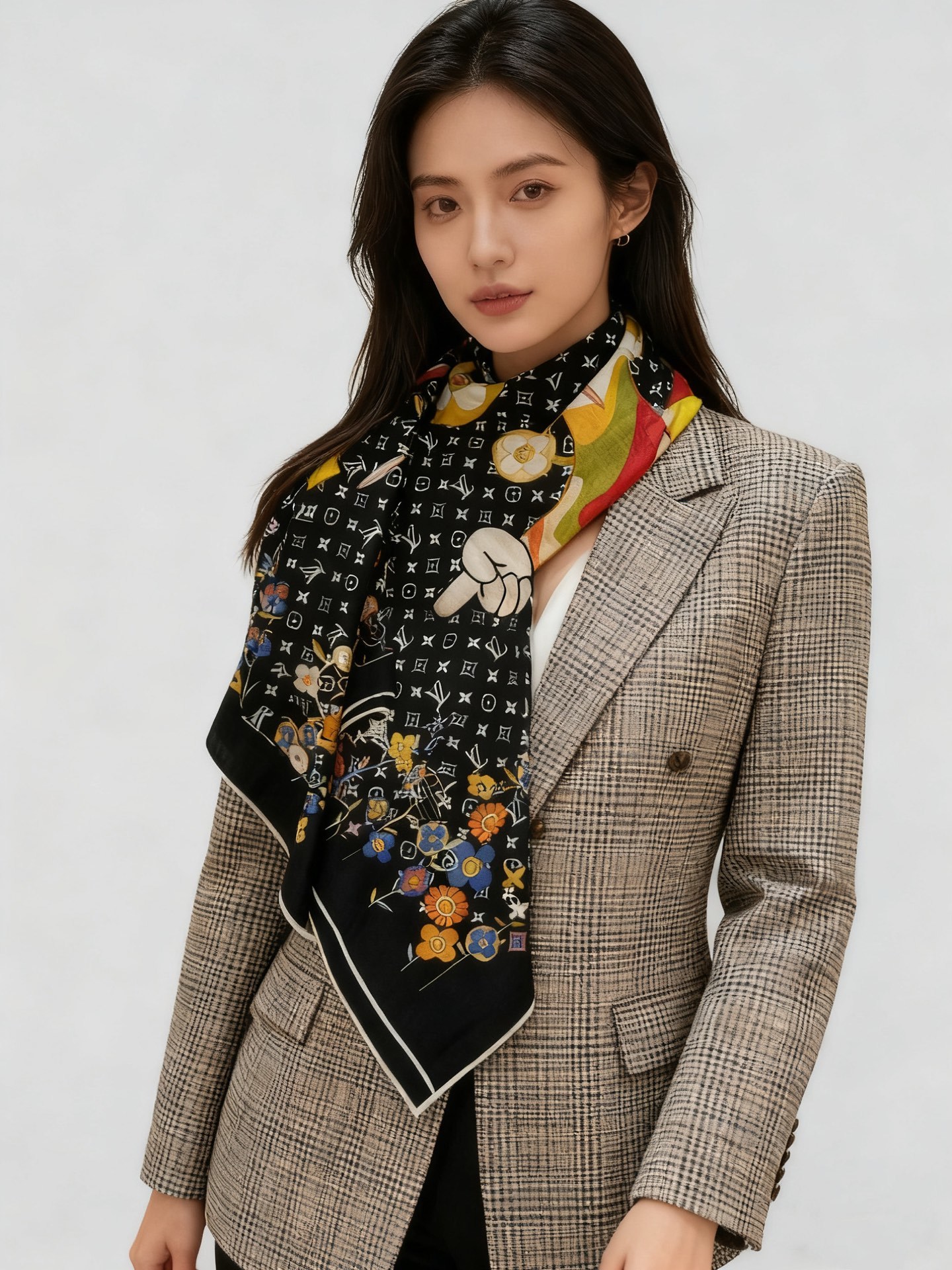 LV x TM SUPERFLAT FLOWERS 140 披肩【140顶级丝绒双面同色印花】LV x