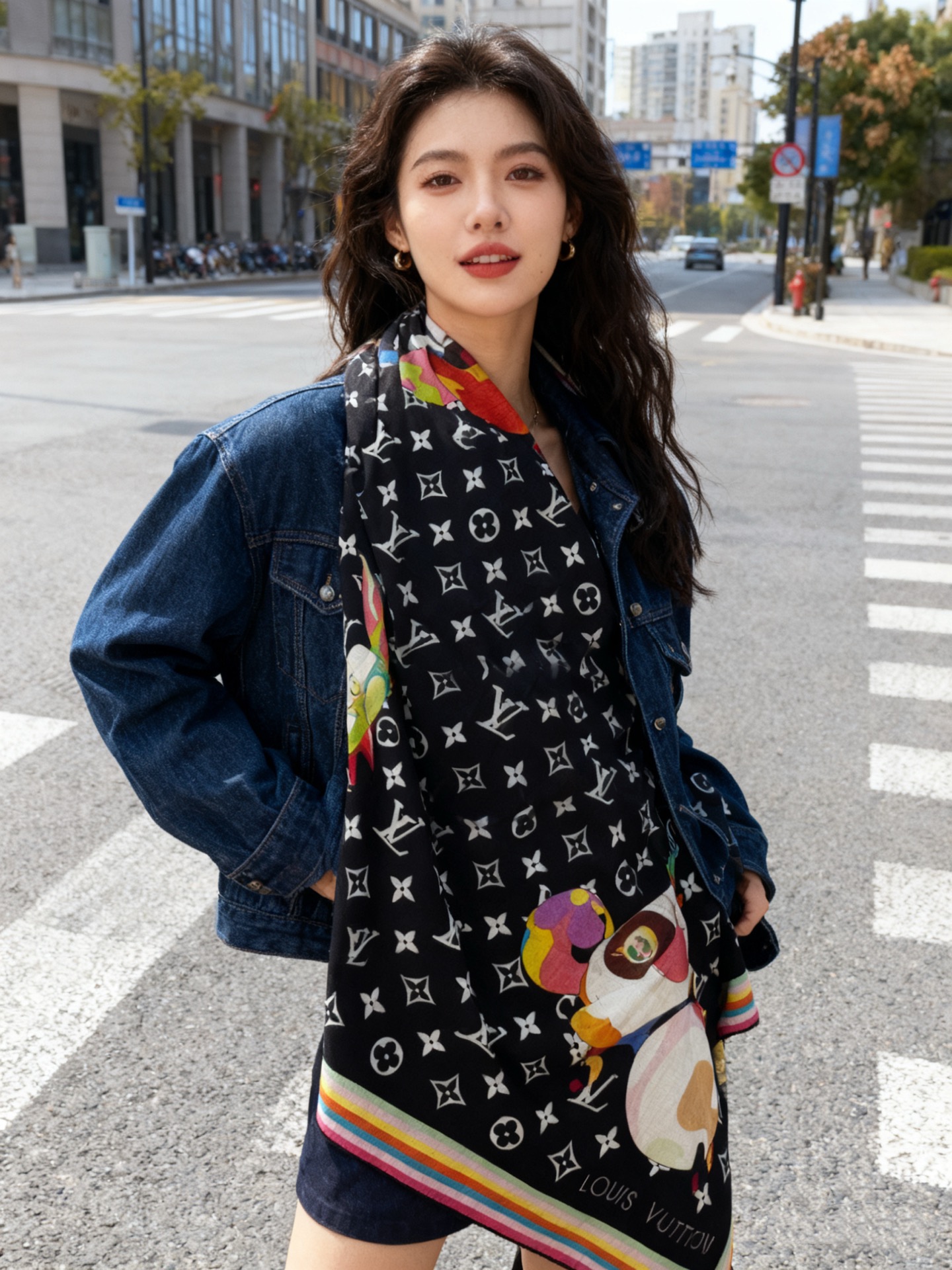 LV x TM SUPERFLAT 140丝绒方巾【140真丝羊毛双面同色披肩】LV x TM Mono