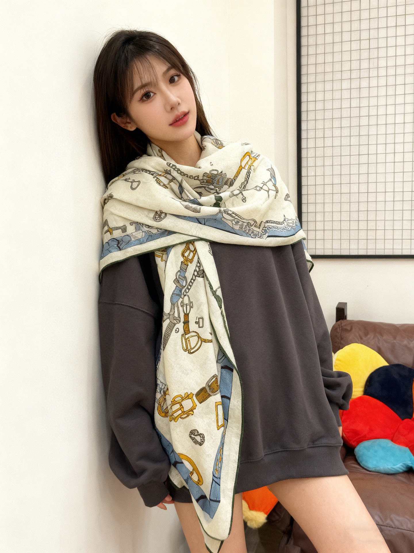 羊绒新款🆕👏👏买了都说好看‼️推荐💕爱马仕双面同色羊绒方巾【跃动的马儿双面同色140】,顶级工艺超值‼️