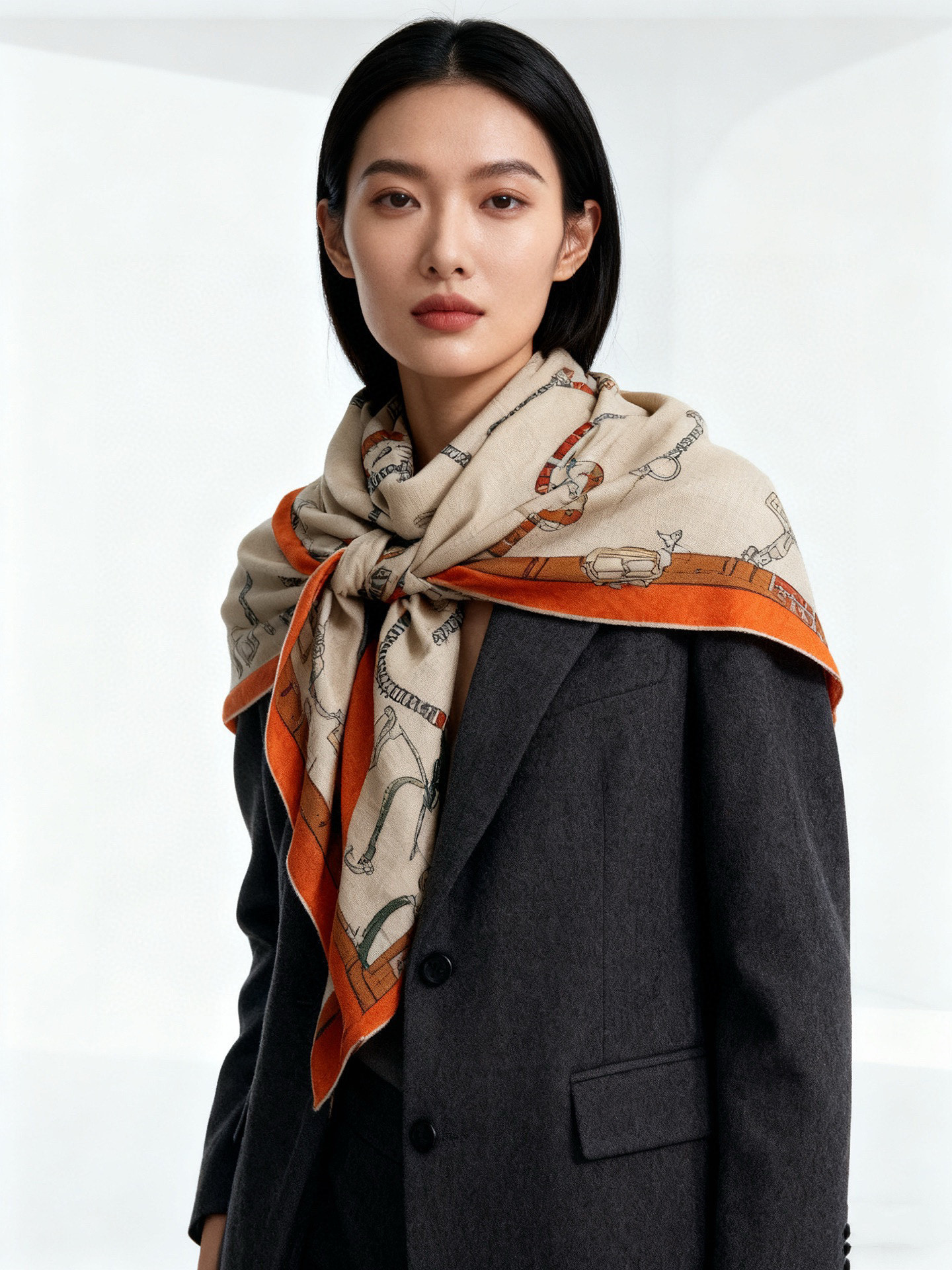 羊绒新款🆕👏👏买了都说好看‼️推荐💕爱马仕双面同色羊绒方巾【跃动的马儿双面同色140】,顶级工艺超值‼️