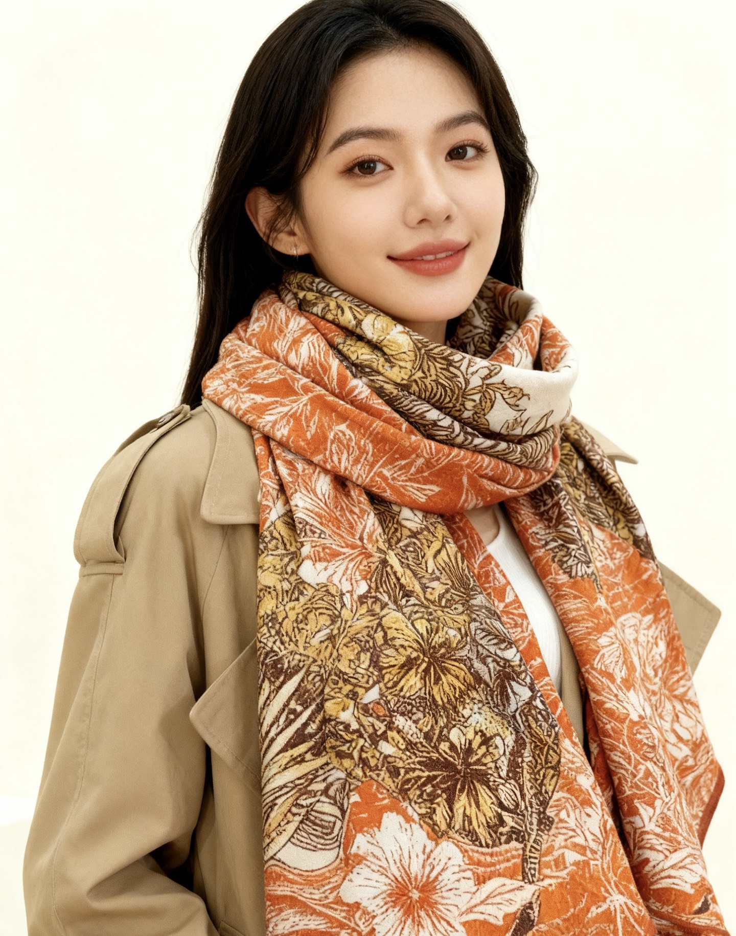 💟2025年秋冬抢先 上新💞【双面同色丝绒方巾】手工卷边山羊绒和真丝混纺披肩（70%山羊绒，30%桑蚕丝