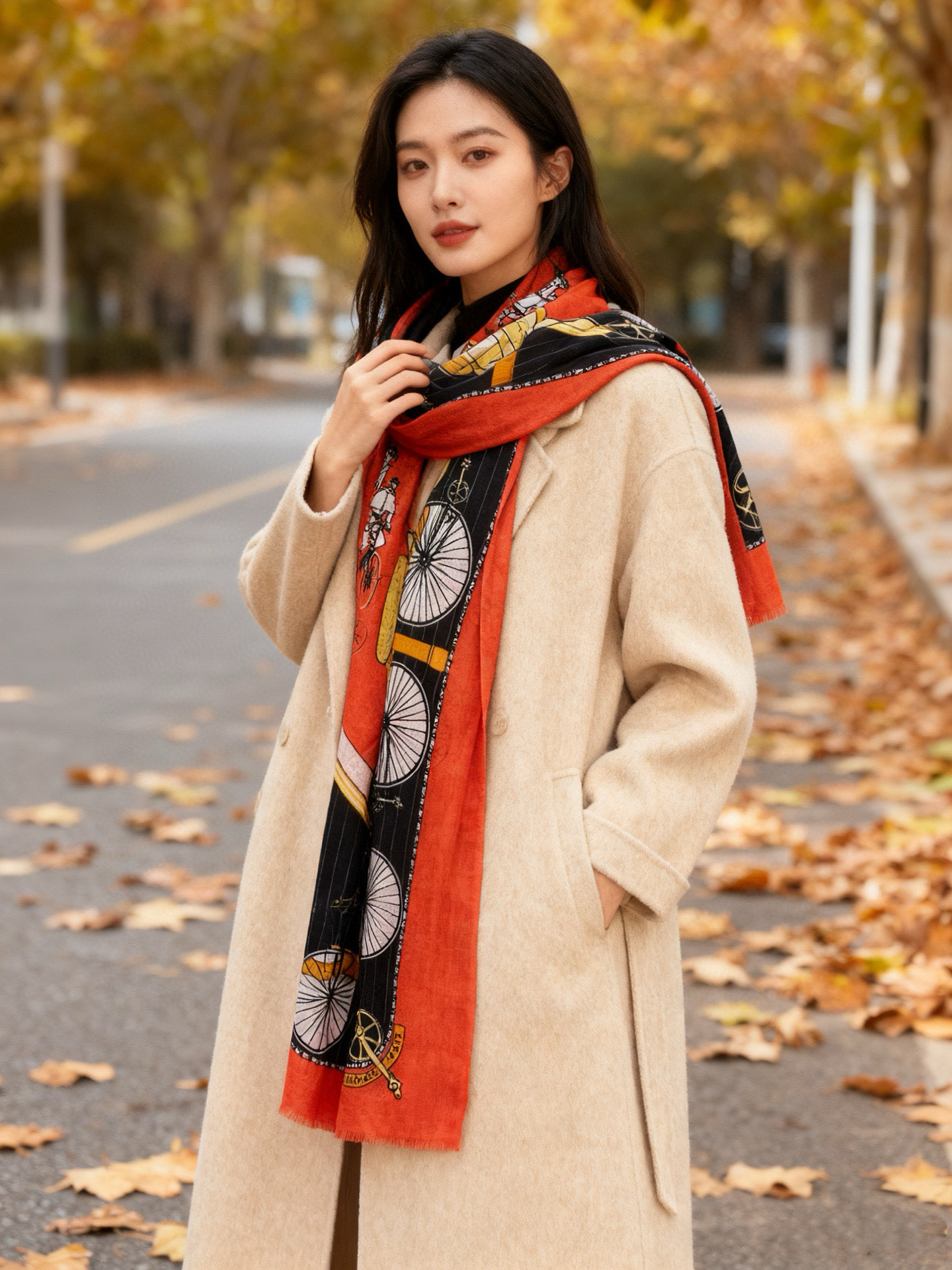 羊绒新款 🆕🆕🌈💫速度‼️下手一定要快‼️H家新款【自行车长巾】，高端 大爱 货极少 现在用极好‼️真心