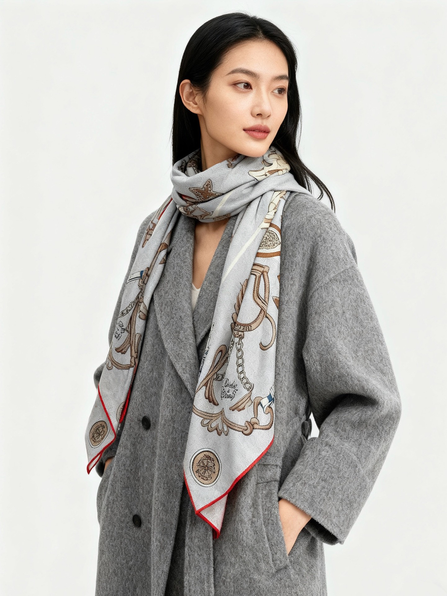 新款 秋冬搭配利器❗️顶级双面同色真丝羊绒披肩！！点睛精彩，图案和配色都超级喜欢，又一款双面配色工艺设计