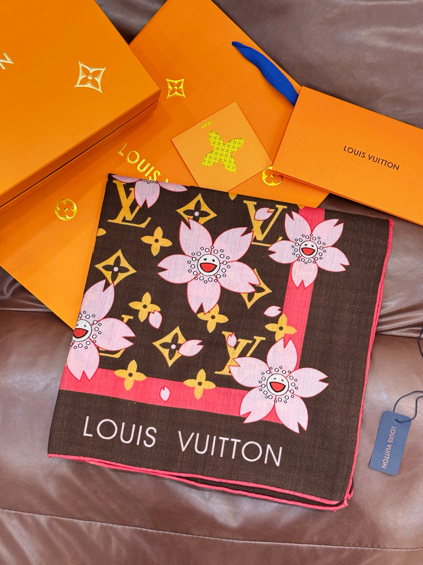 LV x TM MONOGRAM CHERRY BLOSSOM 【140顶级丝绒双面同色披肩】本款丝绒披