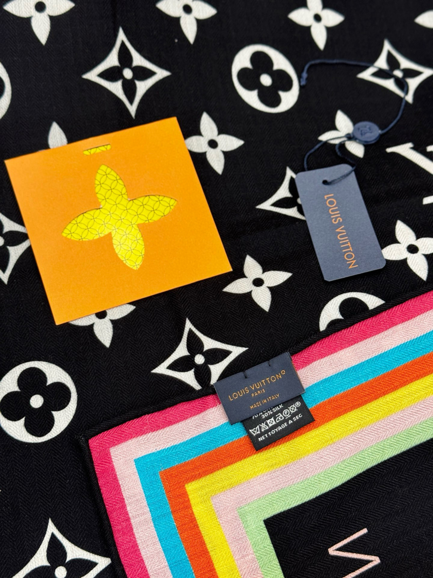 LV x TM SUPERFLAT 140丝绒方巾【140真丝羊绒双面同色披肩】LV x TM Mono