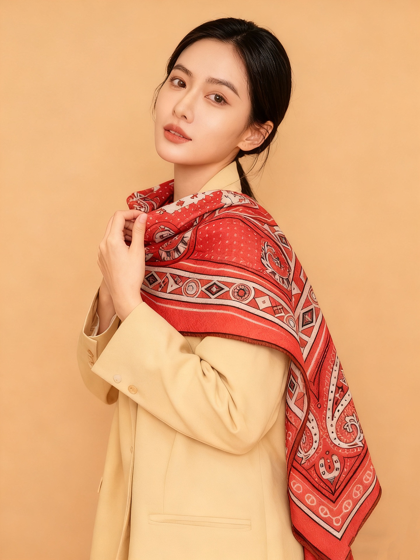 ✨✨【双面同色 丝毛款】H家羊绒新款 买了都说好看‼️推荐💕【爱心骏马 140】羊绒方巾‼️H家ZG爆款