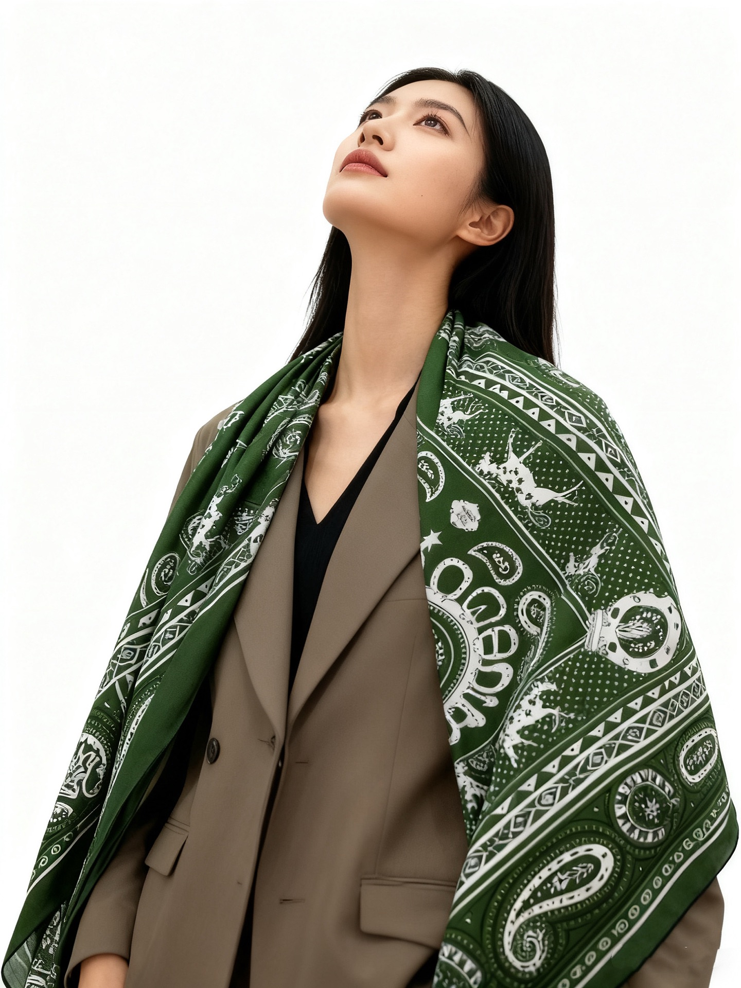 ✨✨【双面同色 丝毛款】H家羊绒新款 买了都说好看‼️推荐💕【爱心骏马 140】羊绒方巾‼️H家ZG爆款