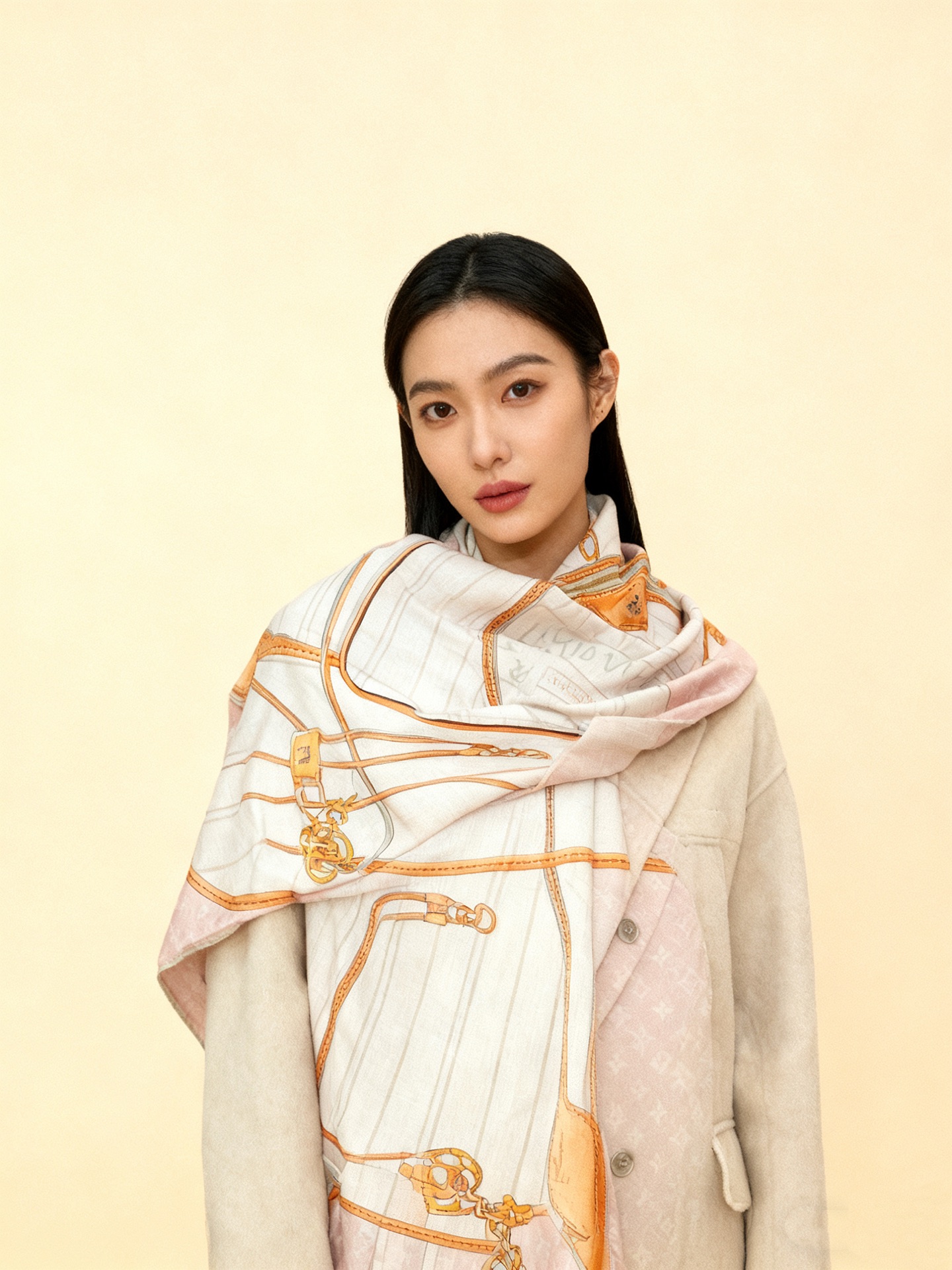 NO:574330,MY NEVERFULL 140 velvet square scarf [140 top velvet double-sided same color] My Neverfull velvet square scarf recalls the exquisite style of the Neverfull handbag and pays an artistic ode to the brand's trunk-making tradition. The shoulder strap, LV Circle logo and padlock pattern are classic elements, and the Louis Vuitton patch echoes the historic hard trunk. 135 x 135 cm (height x length) 30 mulberry silk 70 cashmere  Inkjet printed Neverfull and brand logo graphic Louis Vuitton patch Monogram edge rolled high version scarf,high version scarf,louis vuitton,louis vuitton19860909MY NEVERFULL 140丝绒方巾【140顶级丝绒双面同色】 My Neverfull 丝绒方巾回溯 Neverfull 手袋的考究格调,向品牌制箱传统致以一曲艺术颂歌.肩带、LV Circle 标识与挂锁图案点睛经典元素,路易威登贴饰与历史悠久的硬箱遥相呼应. 135 x 135 厘米 (高 x 长度) 30桑蚕丝70羊绒 喷墨印制 Neverfull 和品牌标识图案 路易威登贴饰 Monogram 边缘卷边高版本围巾,高版本围巾,louis vuitton,louis vuitton,scarf