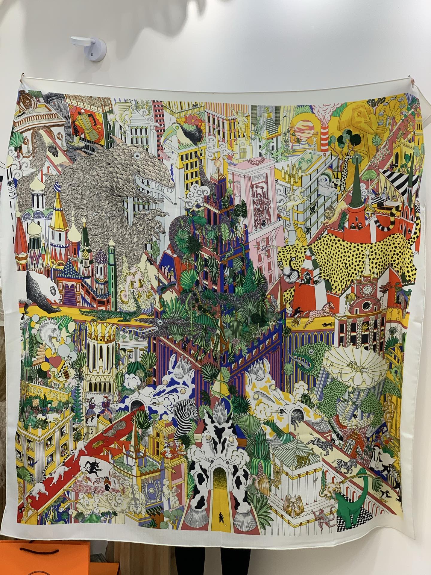 羊绒新款🆕👏👏买了都说好看‼️推荐💕爱马仕双面同色羊绒方巾【动物之城双面同色140】，顶级工艺超值‼️爱