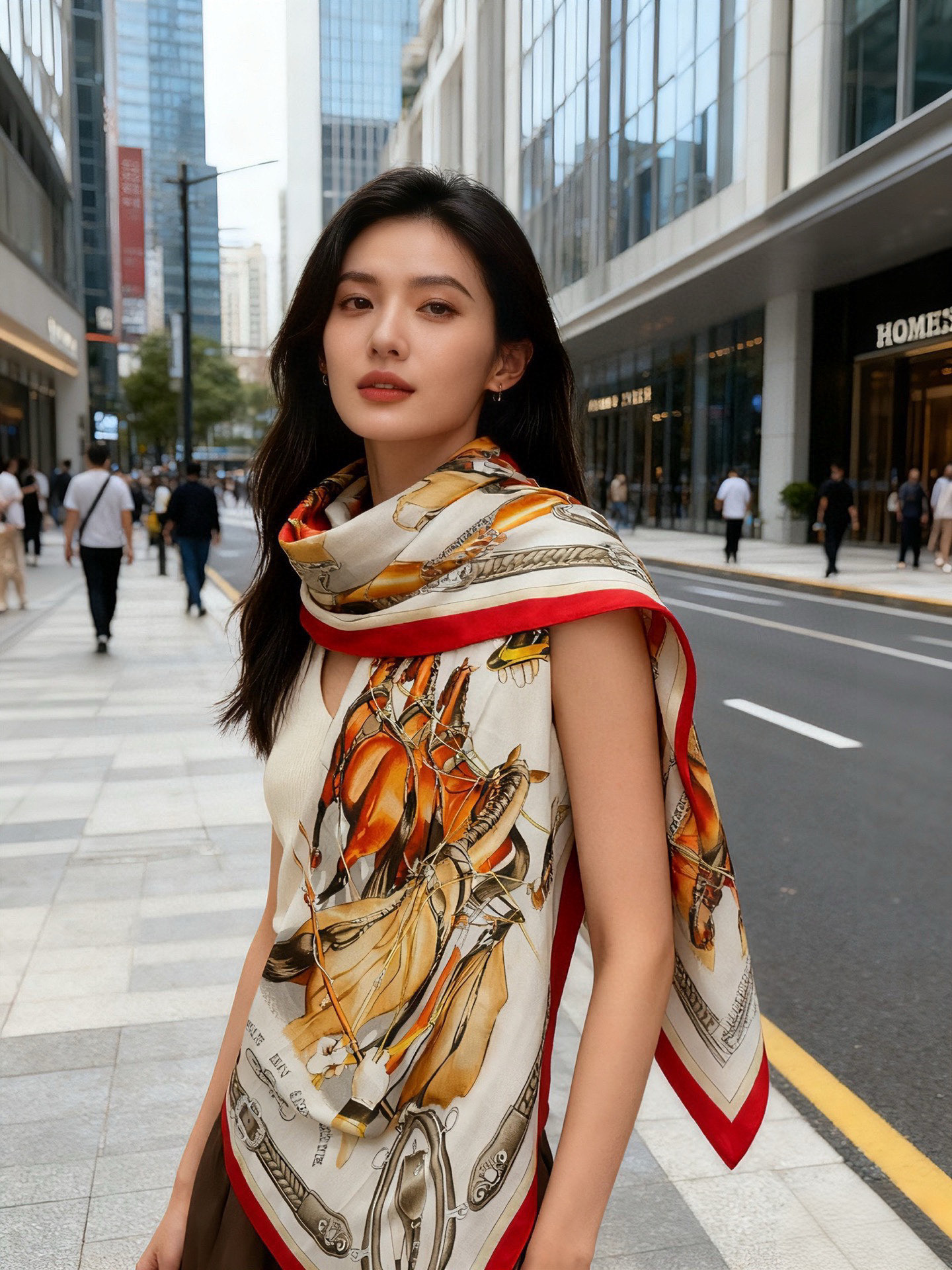 上新🆕【丝绒双面同色140披肩】“弩式牵引马具”手工卷边丝绒方巾披肩70%羊绒30%真丝这款典藏方巾展现