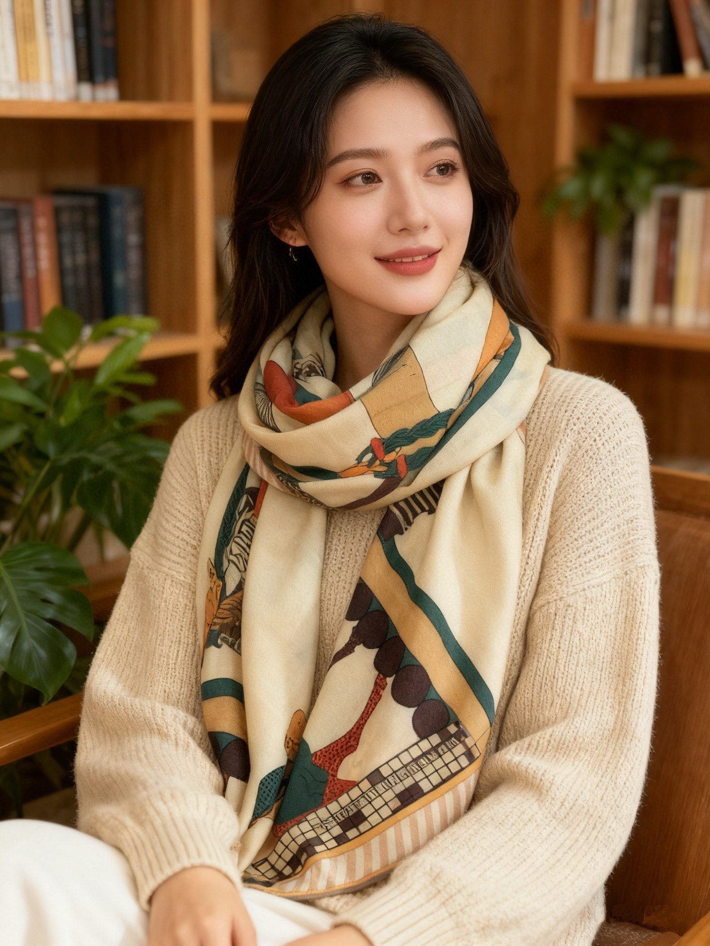 “全速前进”140双面丝绒披肩手工卷边丝毛方巾（30%桑蚕丝70%羊绒）这款经典单品展现强大而迷人的女性