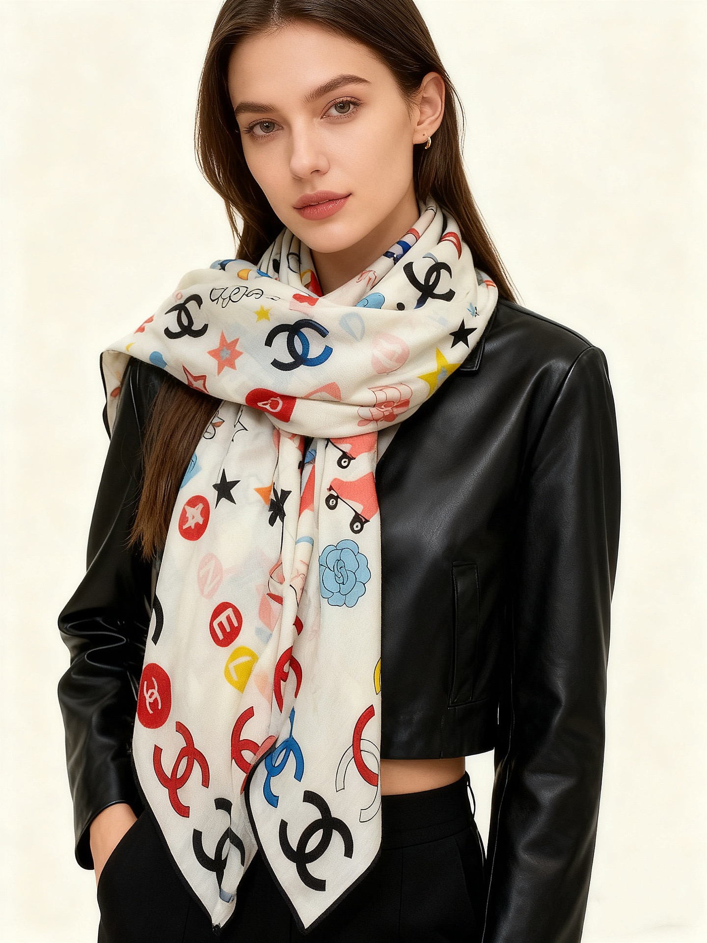 NO:581152,2025 Autumn and Winter haute couture collection ~ Chanel [Double-sided velvet shawl of the same color] This series composes a hymn of freedom and lightness. This series of works innovatively interprets the brand's style symbols, showing unrestrained confidence and charm. Elegant and romantic style design. Ingredients: 30% mulberry silk and 70% cashmere. Size 135*135cm. High version scarf, high version scarf, chanel, shawls198609092025秋冬高级成衣系列～Chanel【双面同色丝绒披肩】 此系列谱写一曲自由轻灵的赞歌 本系列作品创新演绎品牌的风格符号 尽显无拘无束的自信魅力 优雅浪漫的风格设计 成份30桑蚕丝70羊绒 尺寸135*135cm 高版本围巾,高版本围巾,chanel,shawls,scarf