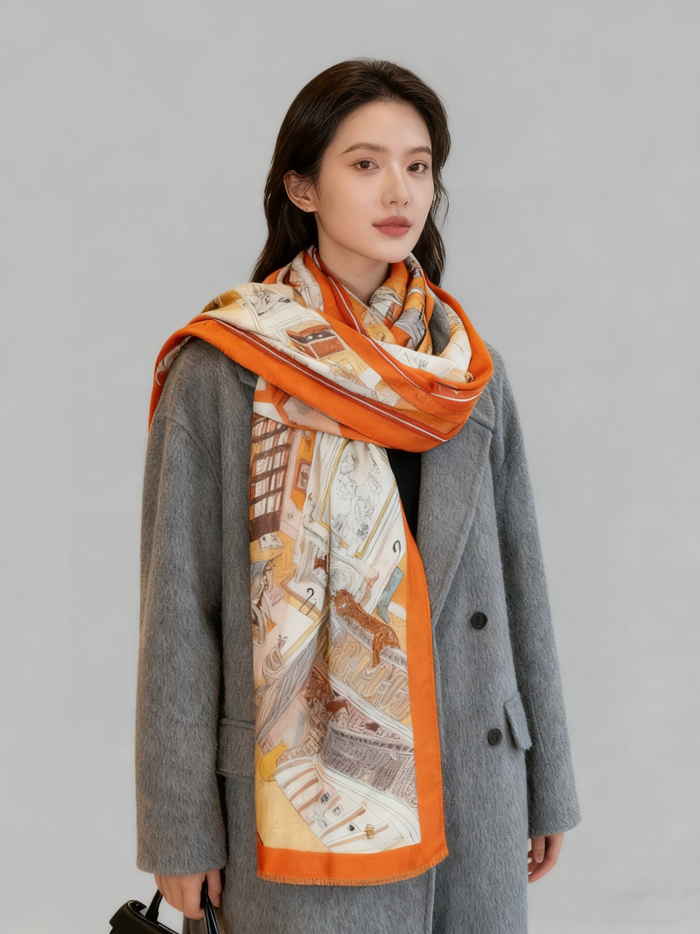 会发光发亮的围巾 爱马仕 专柜同步 买了都说好看羊绒印花‼️推荐💕顶级工艺超值‼️爱马仕专柜爆款🎁🎁羊绒