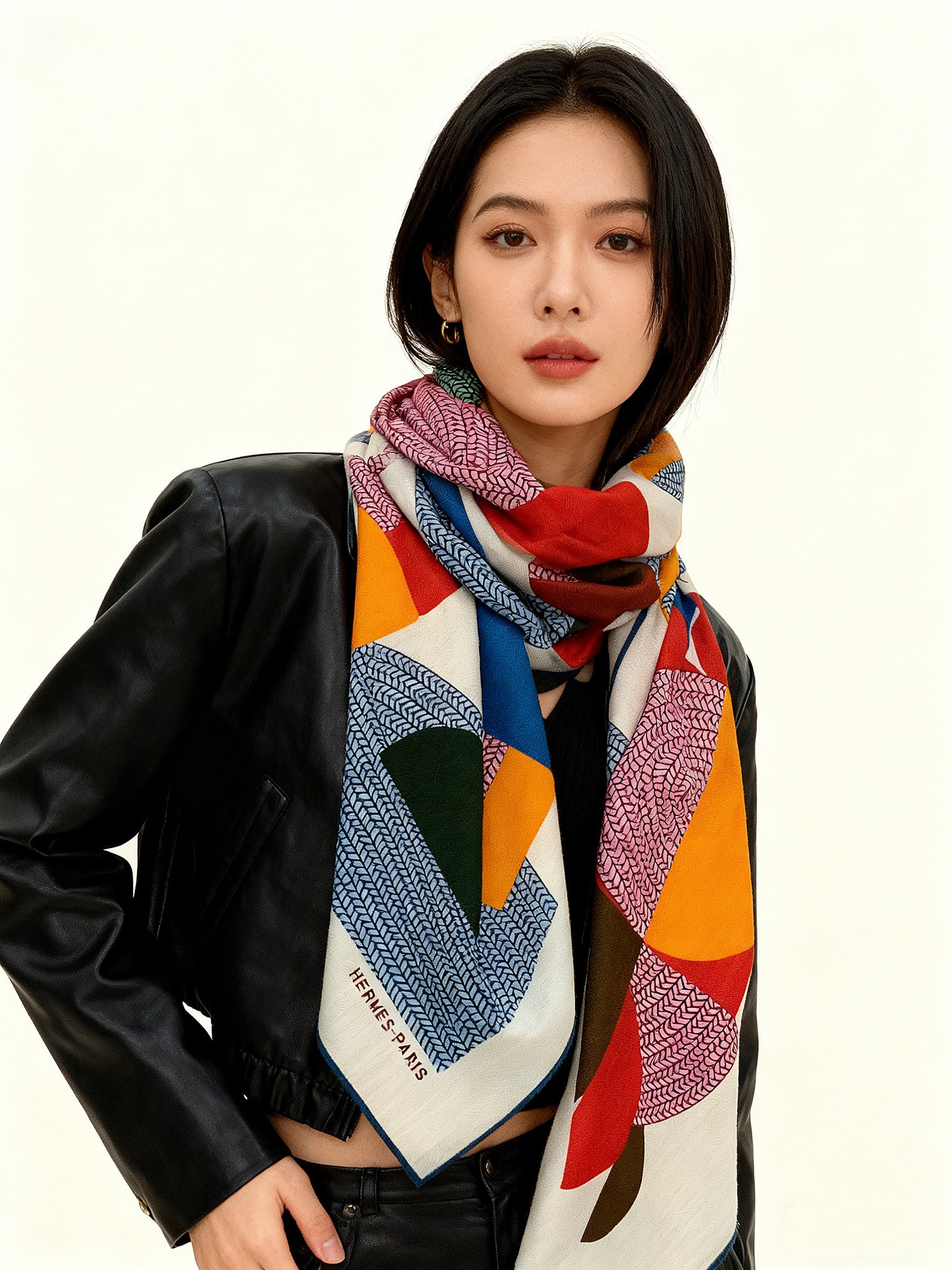 新款爱马仕小马跳跃，140*140cm，双面同色印花，高端的重磅丝羊绒面料，正反两面效果一样，70%羊绒