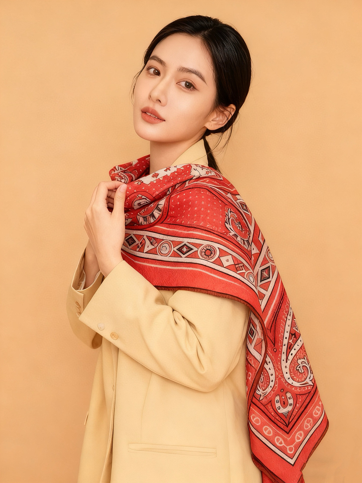 ✨✨【双面同色 丝毛款】H家羊绒新款 买了都说好看‼️推荐💕【爱心骏马 140】羊绒方巾‼️H家ZG爆款