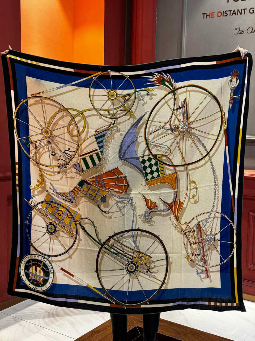 ❄️【双面同色】原单爱马仕140cm丝绒方巾💕 《平衡马车》，没有体验过野村大辅的豪华马车，就不算拥有丰