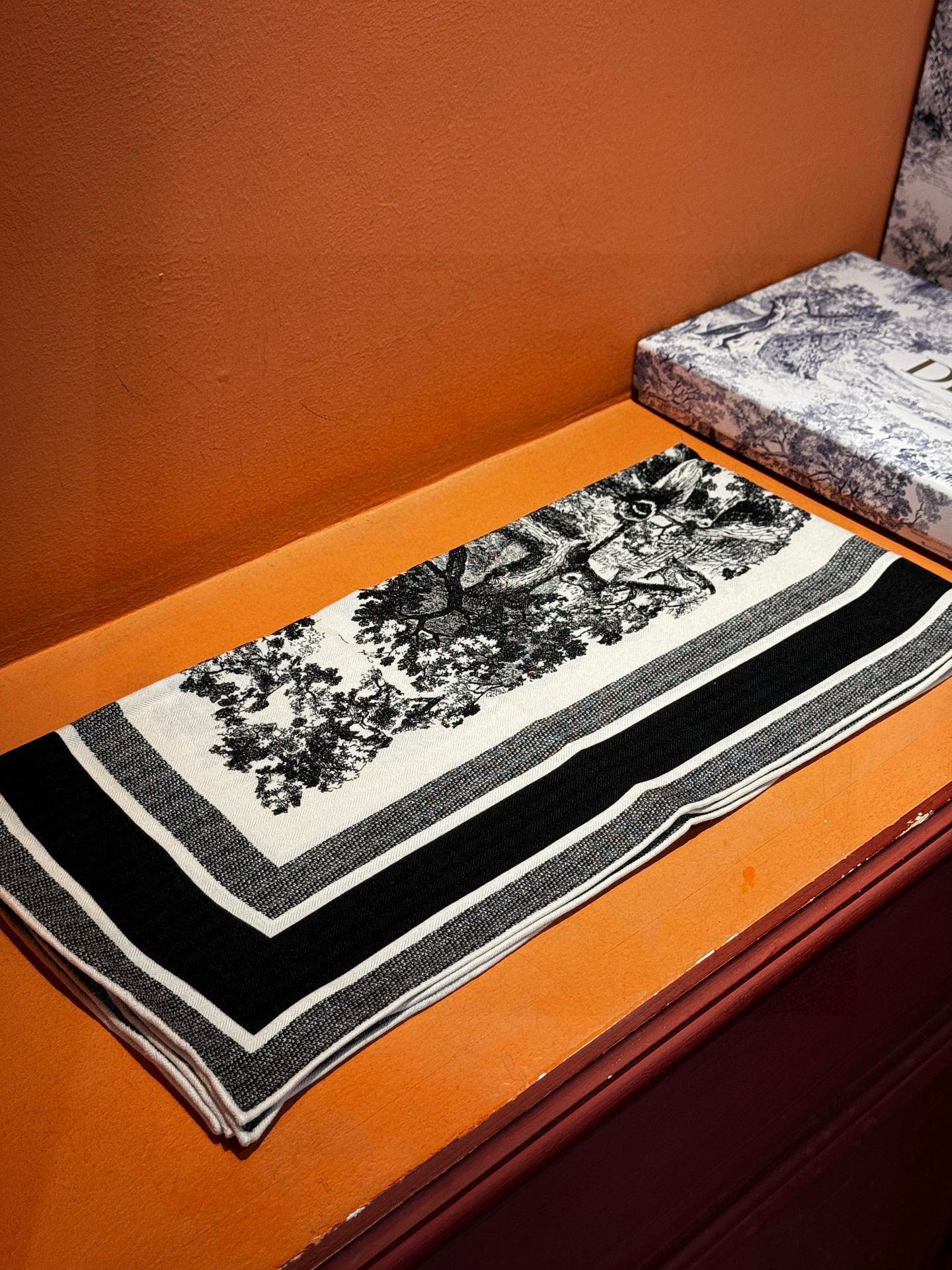 上新❤️ 𝐃𝐈𝐎𝐑 2025早春新款 《茹伊丛手绘方巾》size：110x110 cm 【双面同色丝绒方