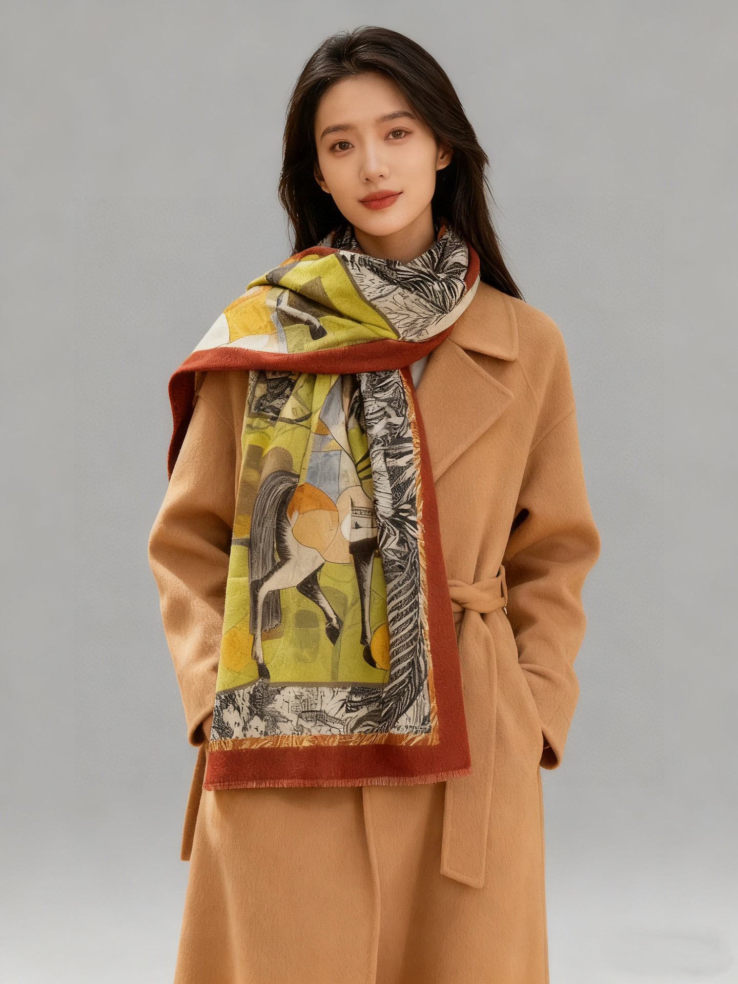 会发光发亮的围巾 爱马仕 专柜同步 买了都说好看羊绒印花‼️推荐💕顶级工艺超值‼️爱马仕专柜爆款🎁🎁羊绒