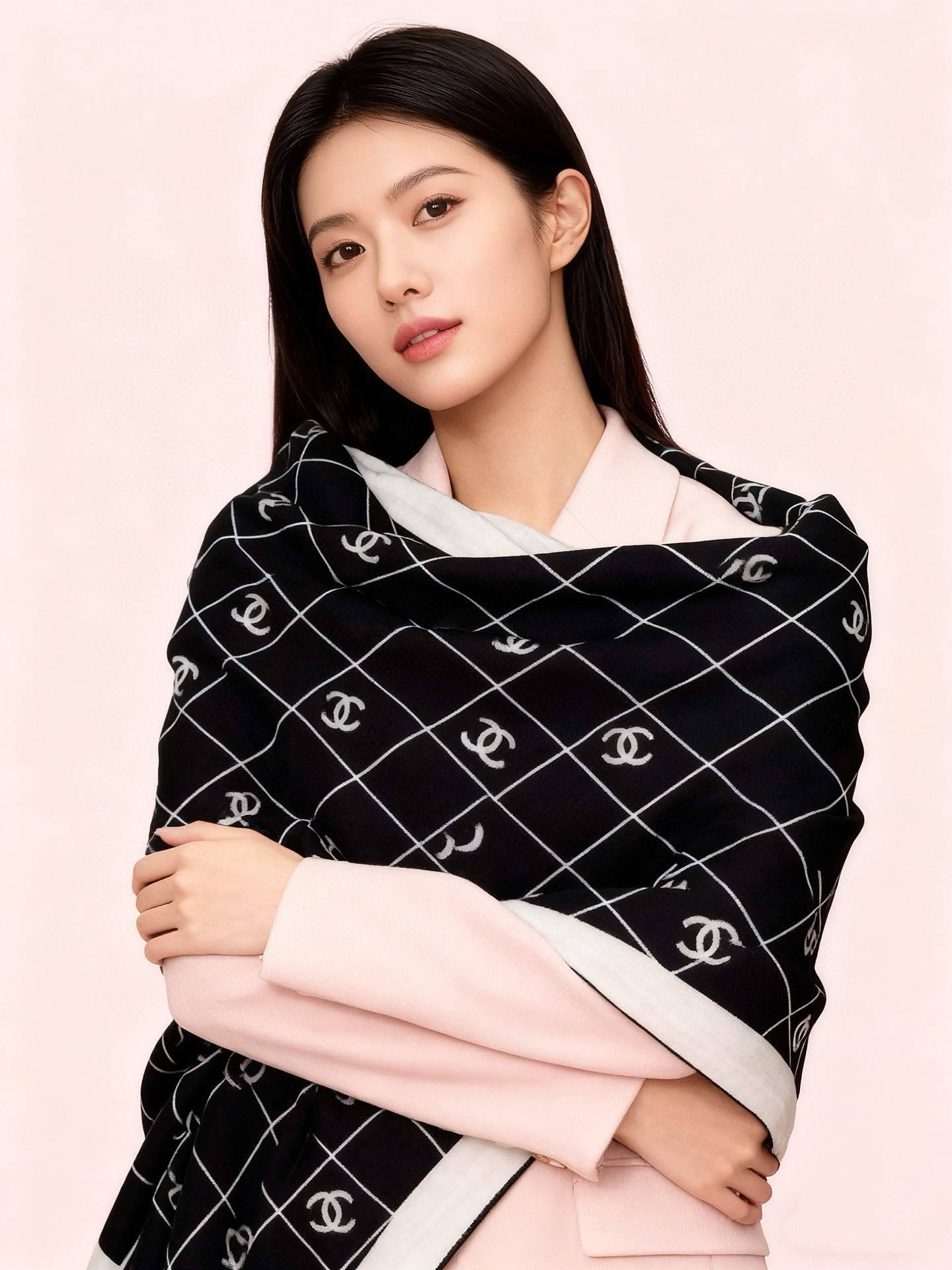 【升级双面同色 加密面料】 上新❤️ 140*140台版印花 黑白二色 高级都市新贵！山茶花的再一次邂逅