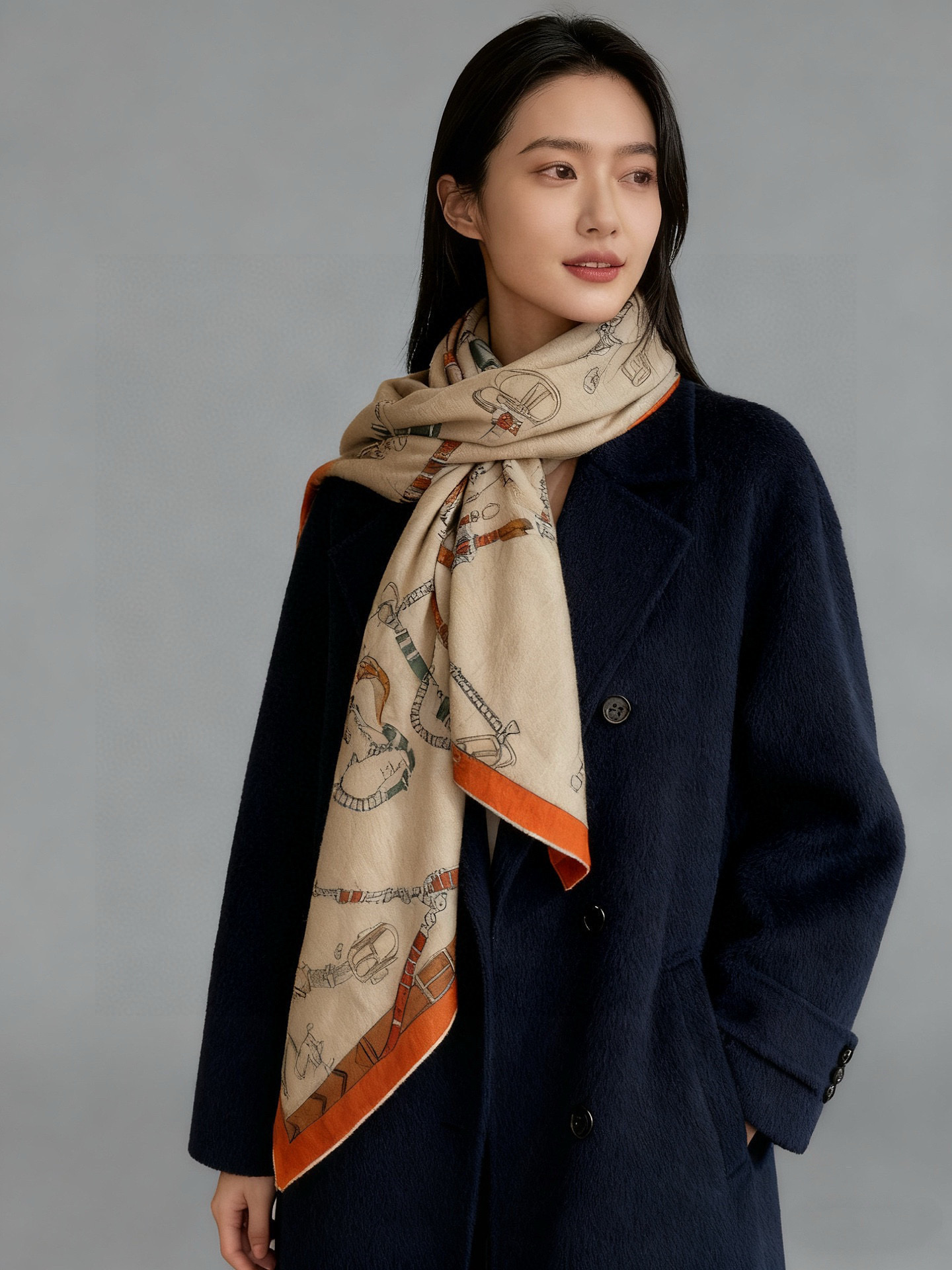 羊绒新款🆕👏👏买了都说好看‼️推荐💕爱马仕双面同色羊绒方巾【跃动的马儿双面同色140】，顶级工艺超值‼️