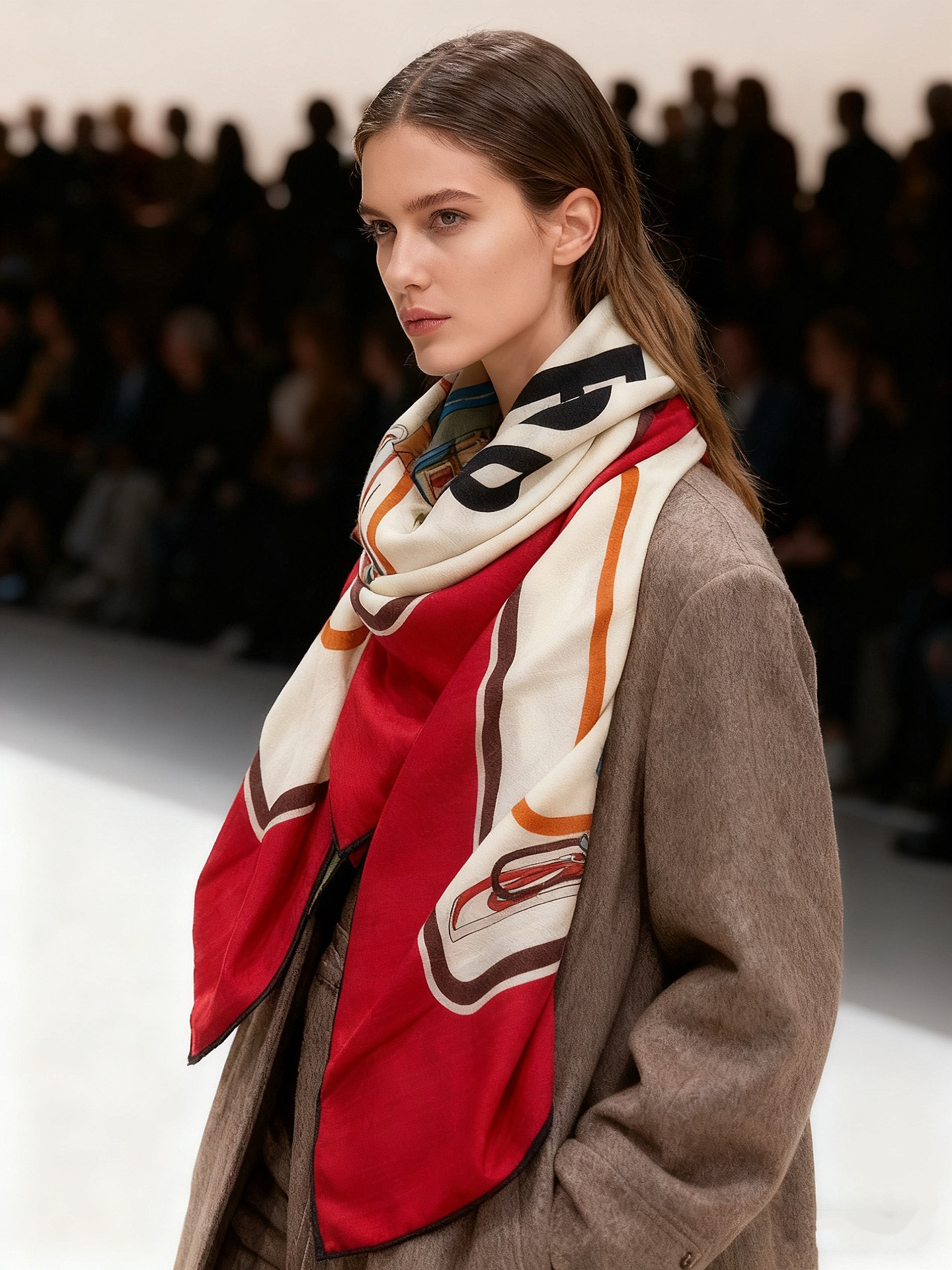 💟Gucci~140双面丝毛披肩马鞍细节和骑马图案以精致色调匠心呈献，意在向品牌与马术世界的深厚渊源致敬