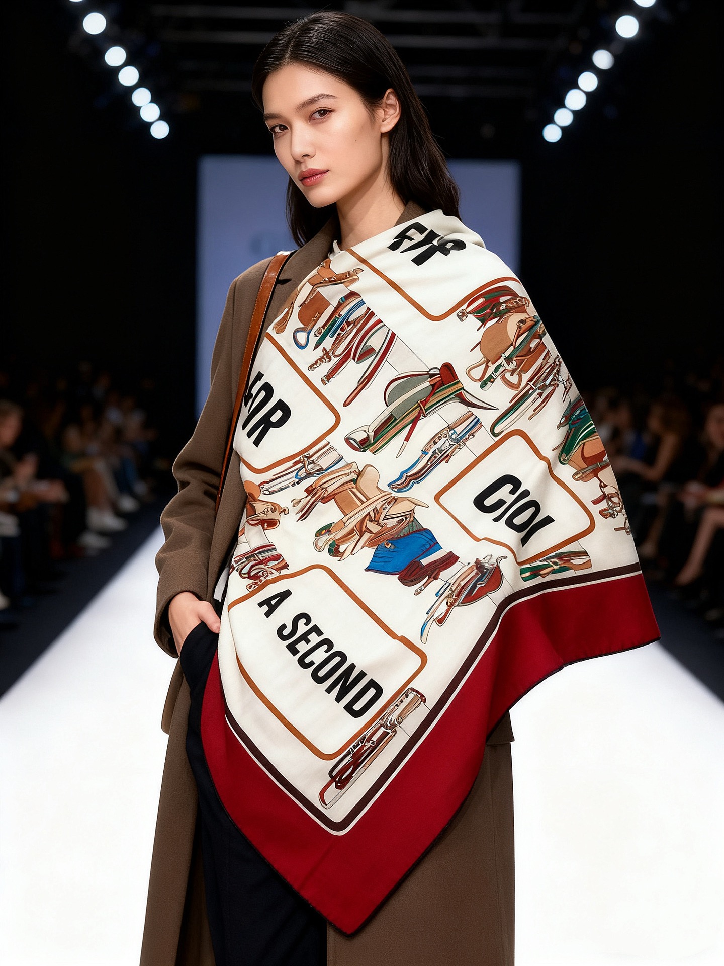 💟Gucci~140双面丝毛披肩马鞍细节和骑马图案以精致色调匠心呈献，意在向品牌与马术世界的深厚渊源致敬