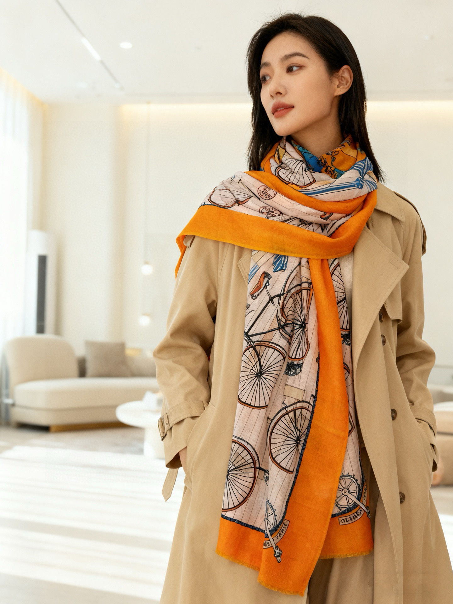 羊绒新款 🆕🆕🌈💫速度‼️下手一定要快‼️H家新款【自行车长巾】，高端 大爱 货极少 现在用极好‼️真心