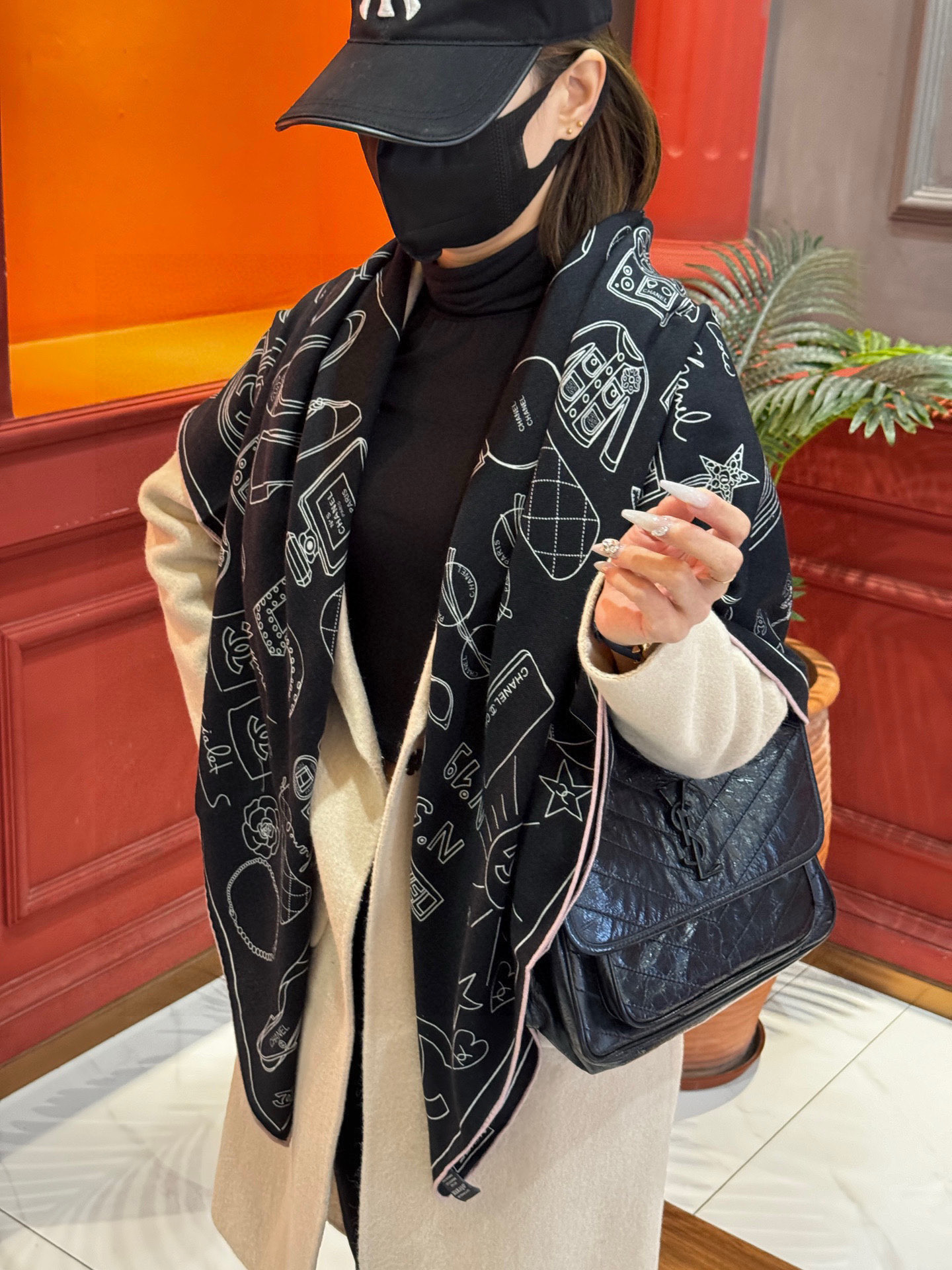 【升级双面同色 加密面料】 上新❤️ 140*140台版印花 黑白二色 高级都市新贵！山茶花的再一次邂逅