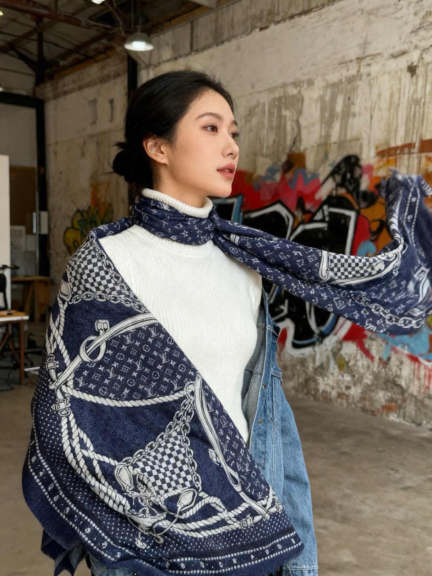 会发光发亮的围巾 💄💋新款客供亮片💖羊绒面料长巾 😘美翻了[流泪]【彩色山茶花银线长巾】御用殿堂级极‼️