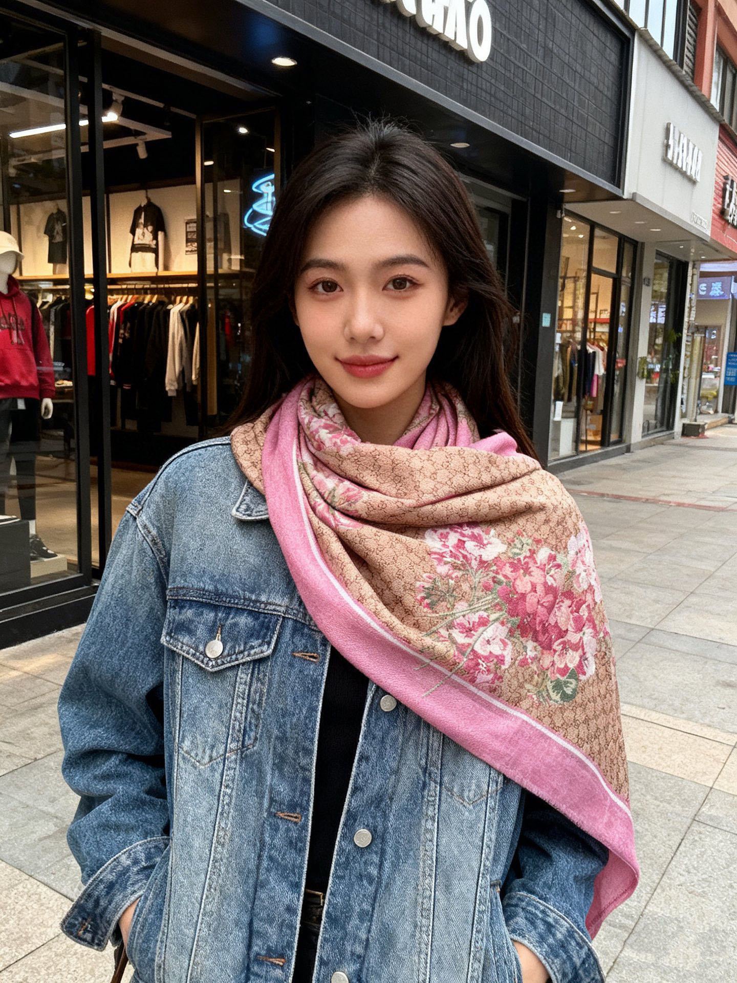 Gucci花卉羊绒围巾~超级抬气色！高级女人味！】羊绒围巾也能这么美！！！Gucci这款双面花卉羊绒围巾