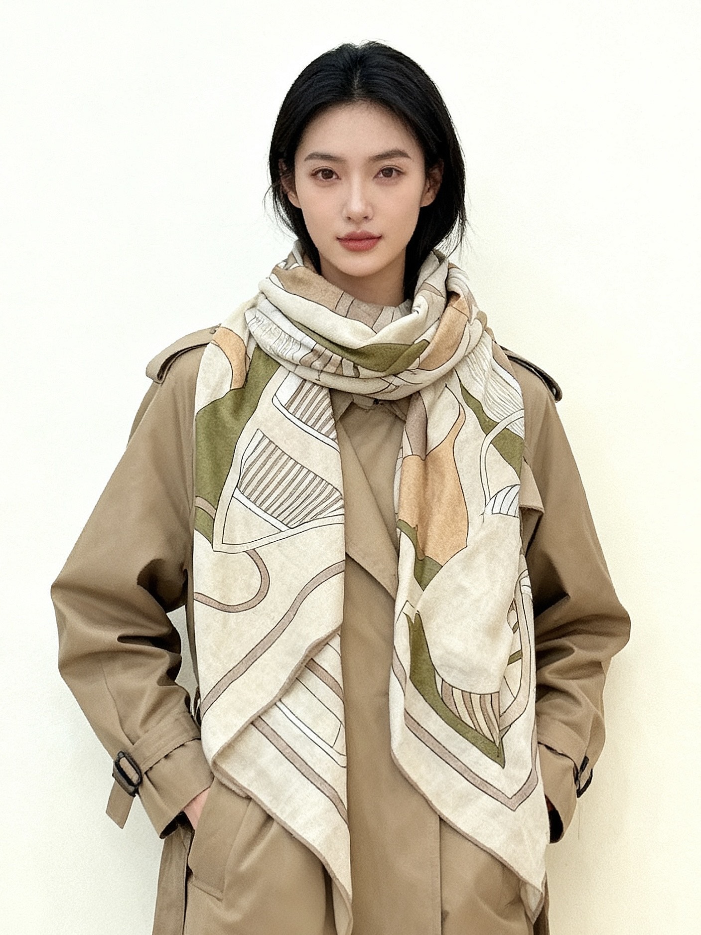 NO:587118,New for early autumn 2025 [Double-sided velvet square scarf of the same color] Hand-rolled cashmere and silk blended shawl (70% cashmere, 30% mulberry silk) This shawl is made of classic cashmere and silk blended fabric, soft and light, easy to wear. A must-have for air-conditioned rooms!  Ideal for colder days or cooler nights. Dimensions 140x 140 cm | Due to the hand-rolled edges of this shawl, the dimensions may vary slightly from the stated size. High version scarf, high version scarf, real silk, shawls198609092025年早秋上新【双面同色丝绒方巾】手工卷边山羊绒和真丝混纺披肩（70山羊绒,30桑蚕丝） 这款披肩采用经典山羊绒和真丝混纺面料,柔软轻盈,佩戴方便.空调房必备！寒冷时分或微凉夜间的理想之选. 尺寸140x 140厘米 | 由于这款披肩采用手工卷边,与标示的尺寸或会略有不同 高版本围巾,高版本围巾,real silk,shawls,scarf