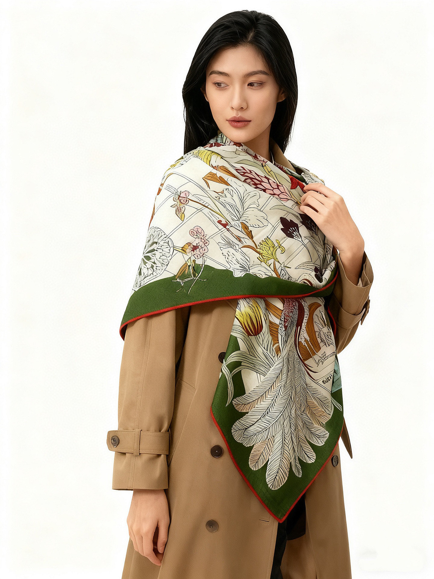 羊绒新款🆕👏买了都说好看‼️推荐💕爱马仕双面同色羊绒方巾，【奇珍乐园双面同色140】顶级工艺超值‼️爱马