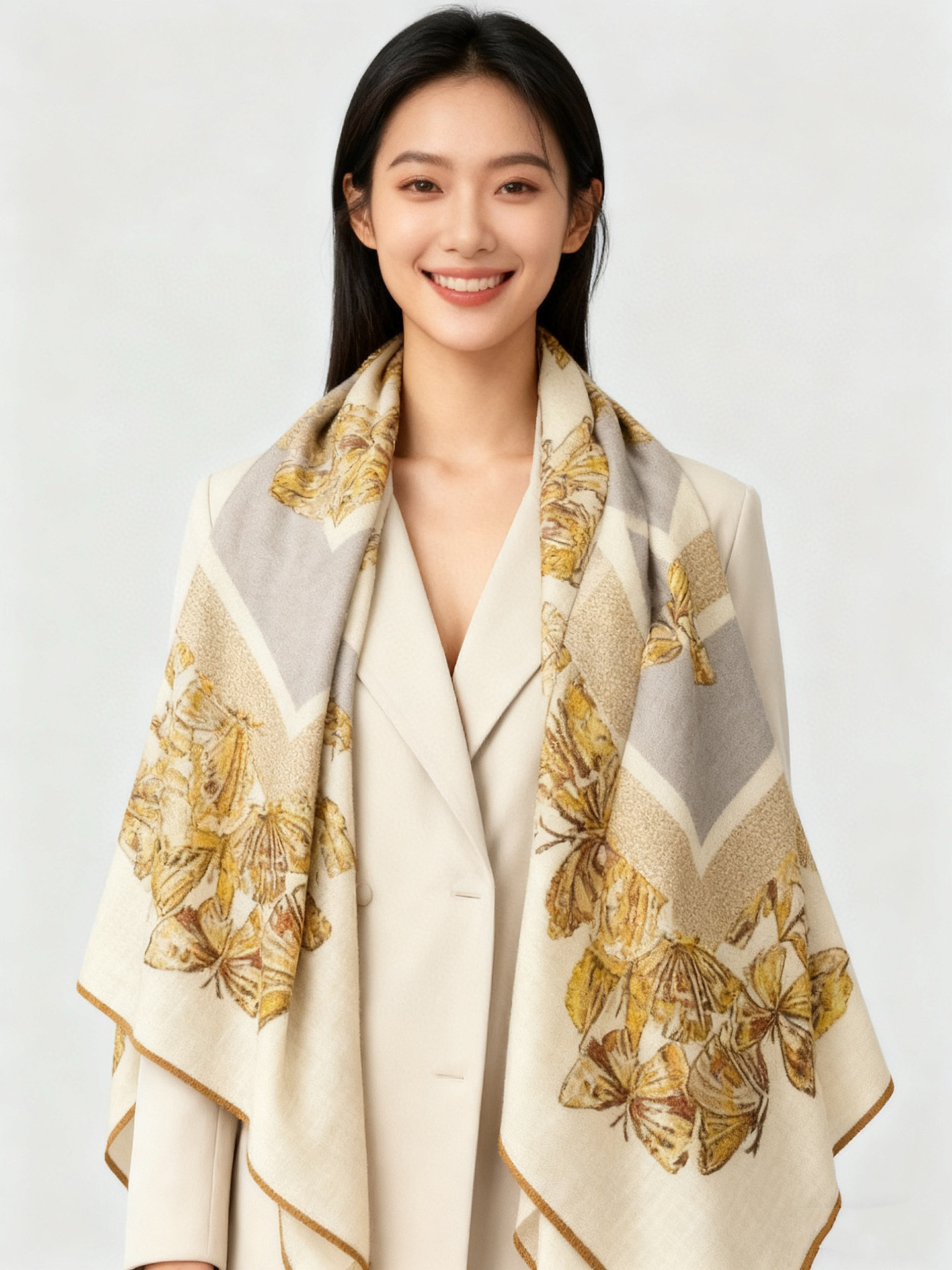 Dior 印花披肩【140顶级丝绒双面同色】Dior Camo PaPillon 图案这款披肩饰以 Di