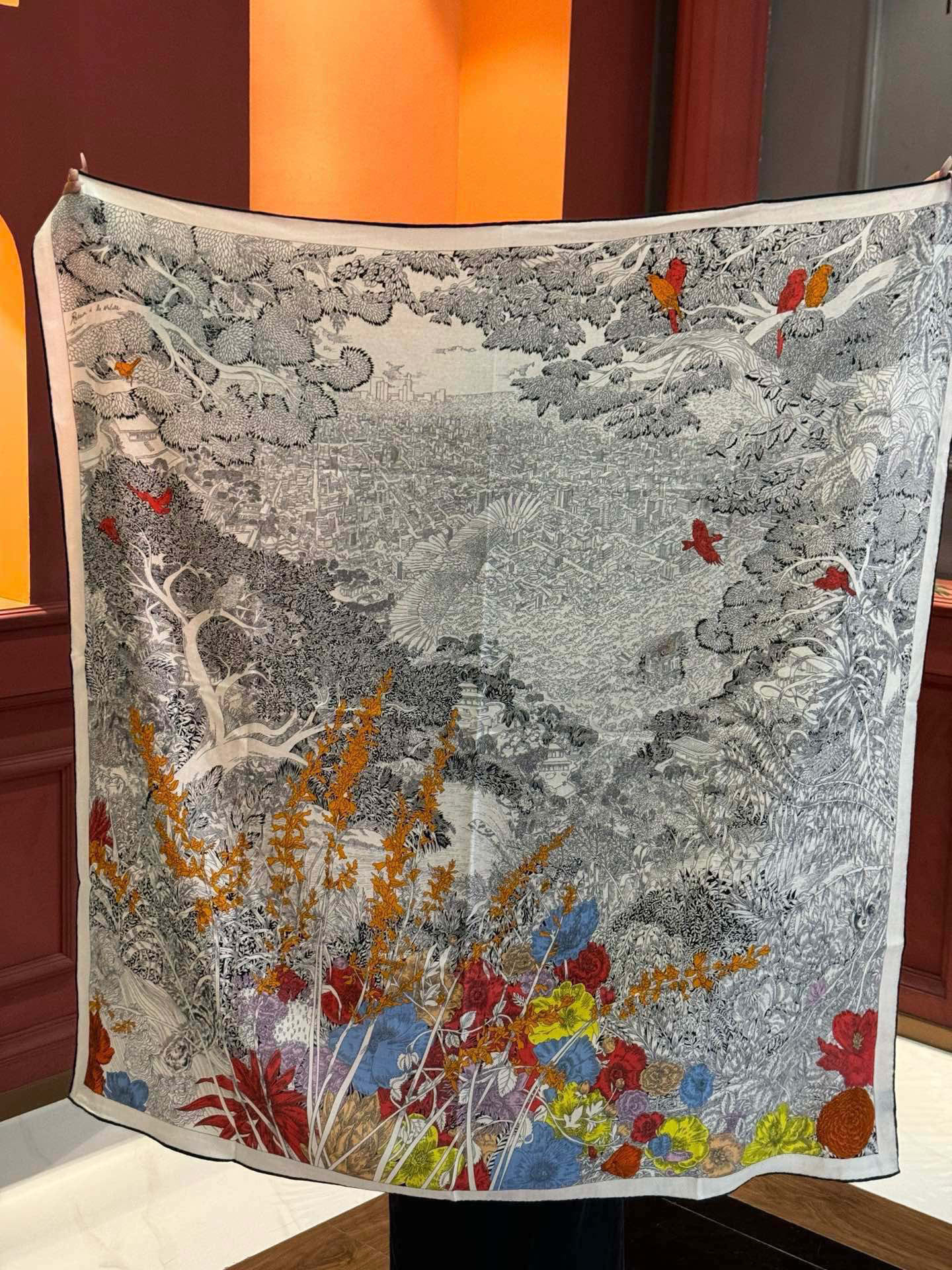 爱马仕～秋冬搭配利器❗️顶级双面同色 版真丝羊绒披肩！！1条等于2条】点睛精彩，图案和配色都超级喜欢，又