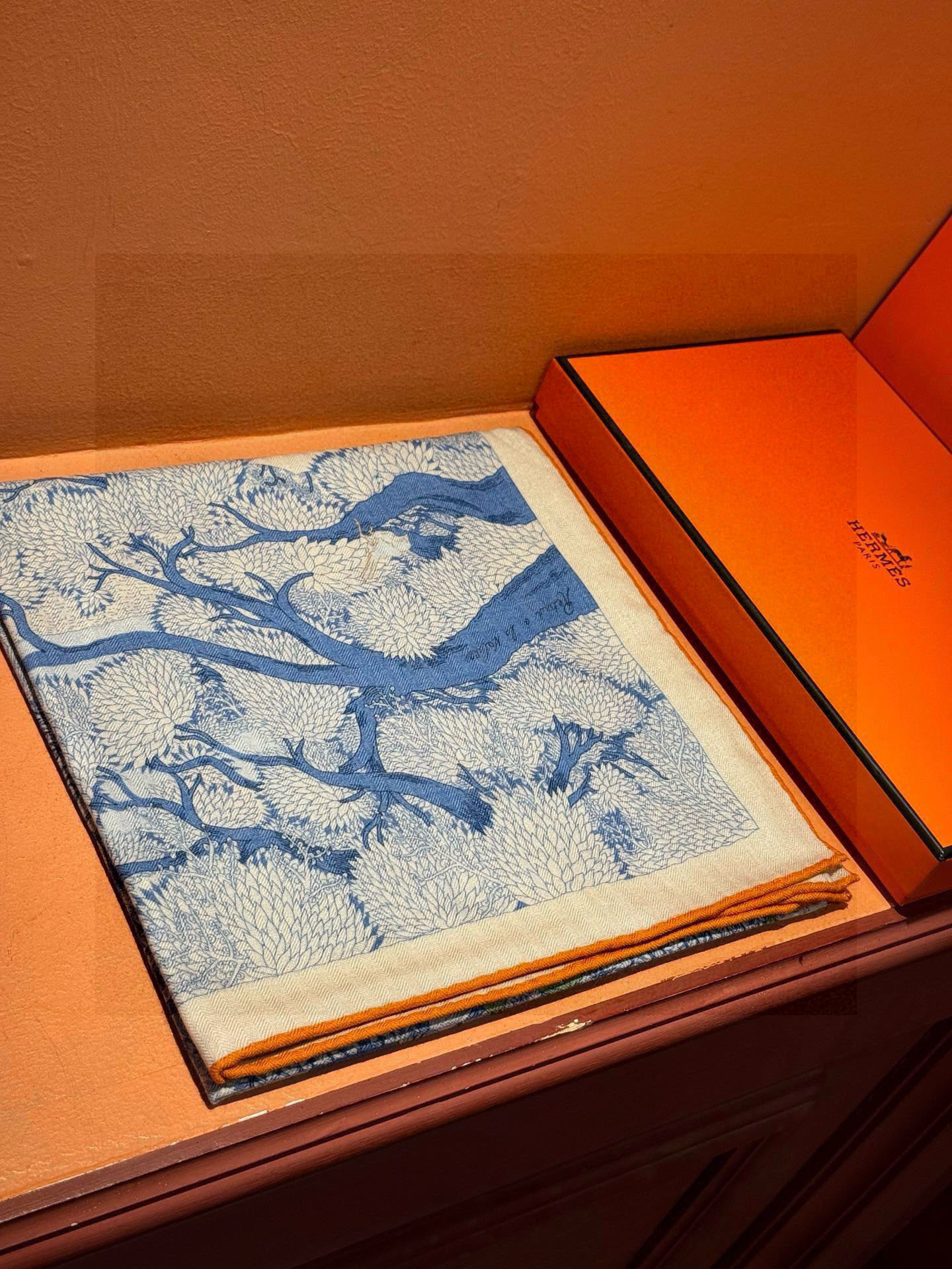 爱马仕～秋冬搭配利器❗️顶级双面同色 版真丝羊绒披肩！！1条等于2条】点睛精彩，图案和配色都超级喜欢，又