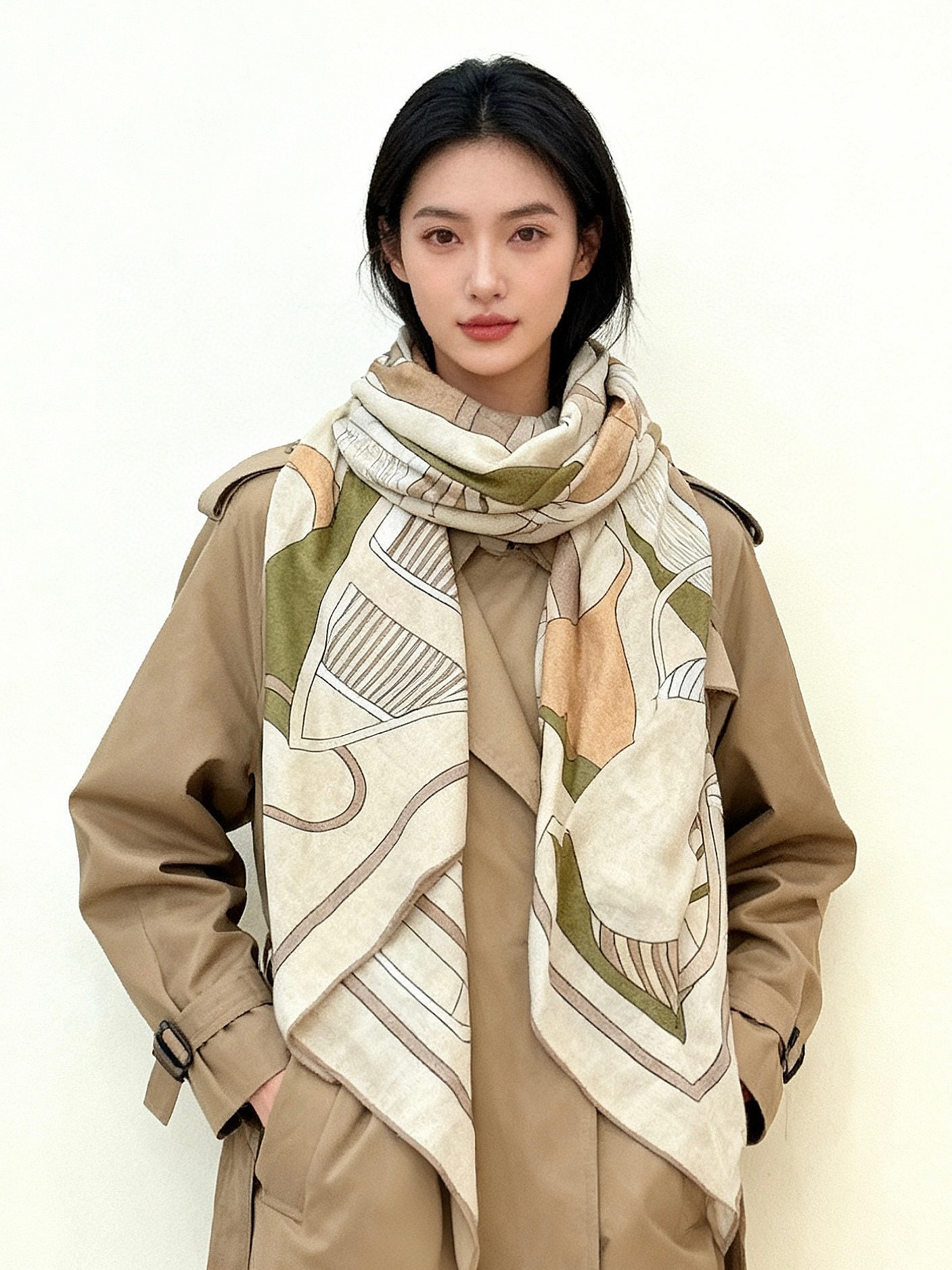 NO:603015,New for early autumn 2025 [Double-sided velvet square scarf of the same color] Hand-rolled cashmere and silk blended shawl (70% cashmere, 30% mulberry silk) This shawl is made of classic cashmere and silk blended fabric, soft and light, easy to wear. A must-have for air-conditioned rooms!  Ideal for colder days or cooler nights. Dimensions 140x 140 cm | Due to the hand-rolled edges of this shawl, the dimensions may vary slightly from the stated size. High version scarf, high version scarf, real silk, shawls198609092025年早秋上新【双面同色丝绒方巾】手工卷边山羊绒和真丝混纺披肩（70山羊绒,30桑蚕丝） 这款披肩采用经典山羊绒和真丝混纺面料,柔软轻盈,佩戴方便.空调房必备！寒冷时分或微凉夜间的理想之选. 尺寸140x 140厘米 | 由于这款披肩采用手工卷边,与标示的尺寸或会略有不同 高版本围巾,高版本围巾,real silk,shawls,scarf