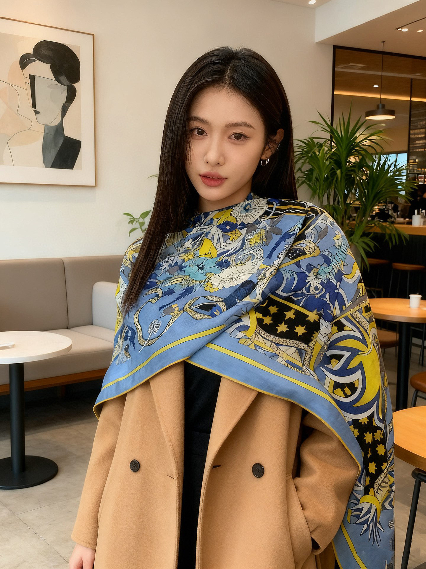 新款爱马仕四季之王的加冕140*140cm，双面同色印花，高端的重磅丝羊绒面料，正反两面效果一样，70%