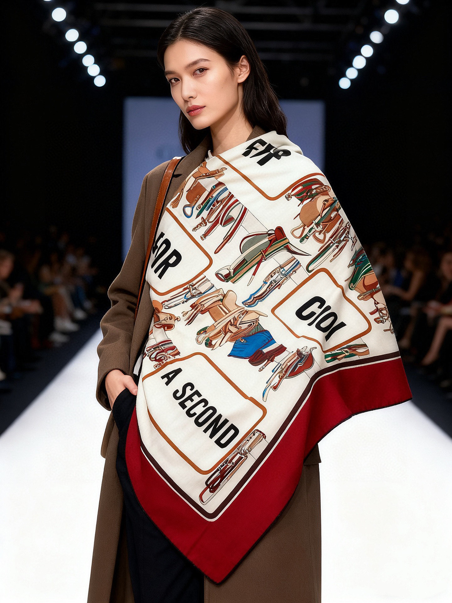 💟Gucci~140双面丝绒披肩马鞍细节和骑马图案以精致色调匠心呈献，意在向品牌与马术世界的深厚渊源致敬