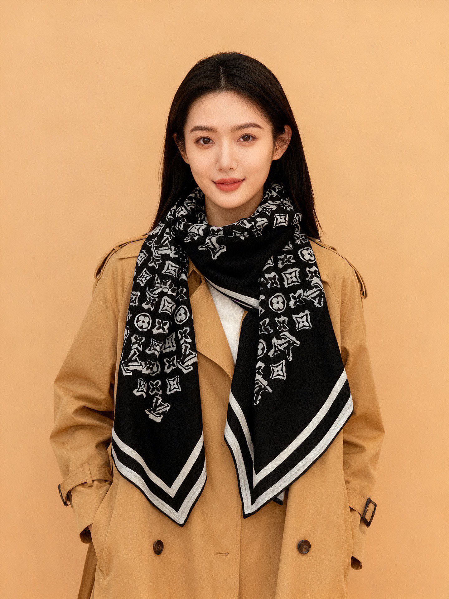 LV x TM 140披肩【140顶级丝绒双面同色披肩】本款LVxTMMonogram Multicol