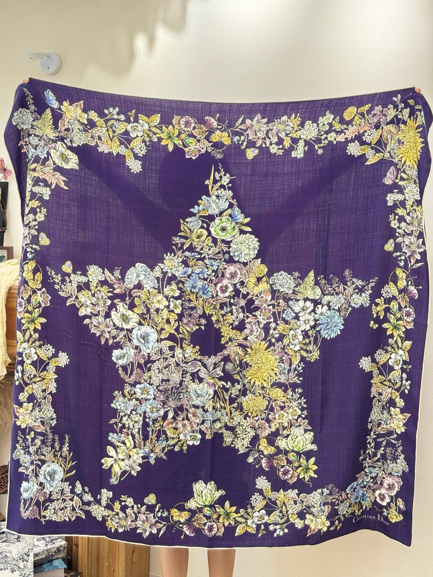 Dior 140双面丝绒印花方巾这款方巾以 Dior Star 图案呈现 Dior 的幸运星，通过该系列