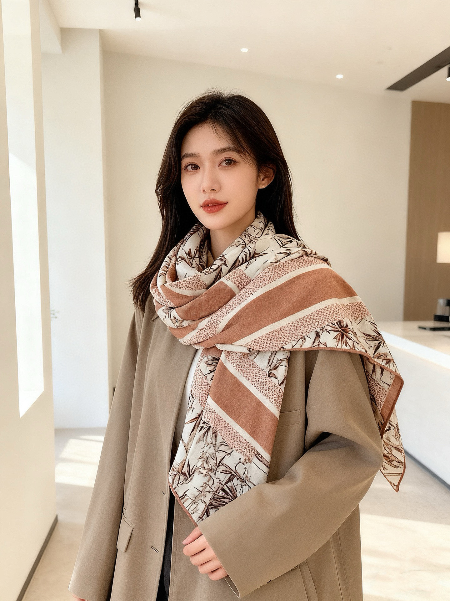 Dior 140丝绒双面同色印花披肩140 厘米丝绒面料多色 Millefiori 图案这款披肩饰以多色