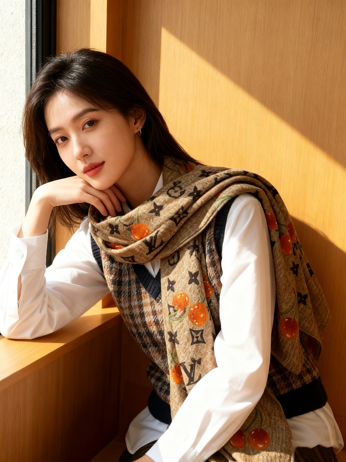 LV X TM MONOGRAMCERISE 140丝绒方巾【140双面丝绒同色】LV × TM Mon