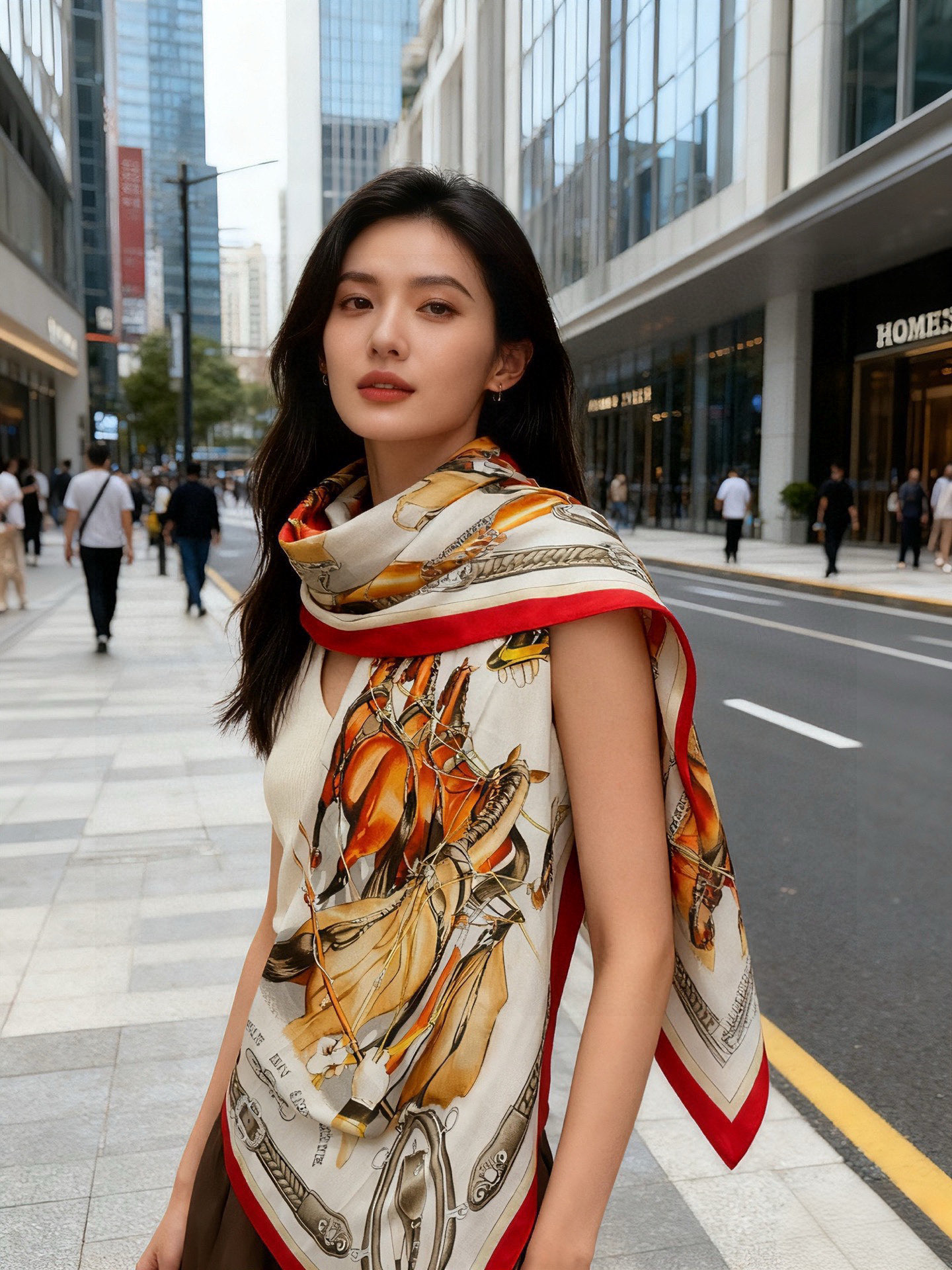 上新🆕【丝绒双面同色140披肩】“弩式牵引马具”手工卷边丝绒方巾披肩70%羊绒30%真丝这款典藏方巾展现