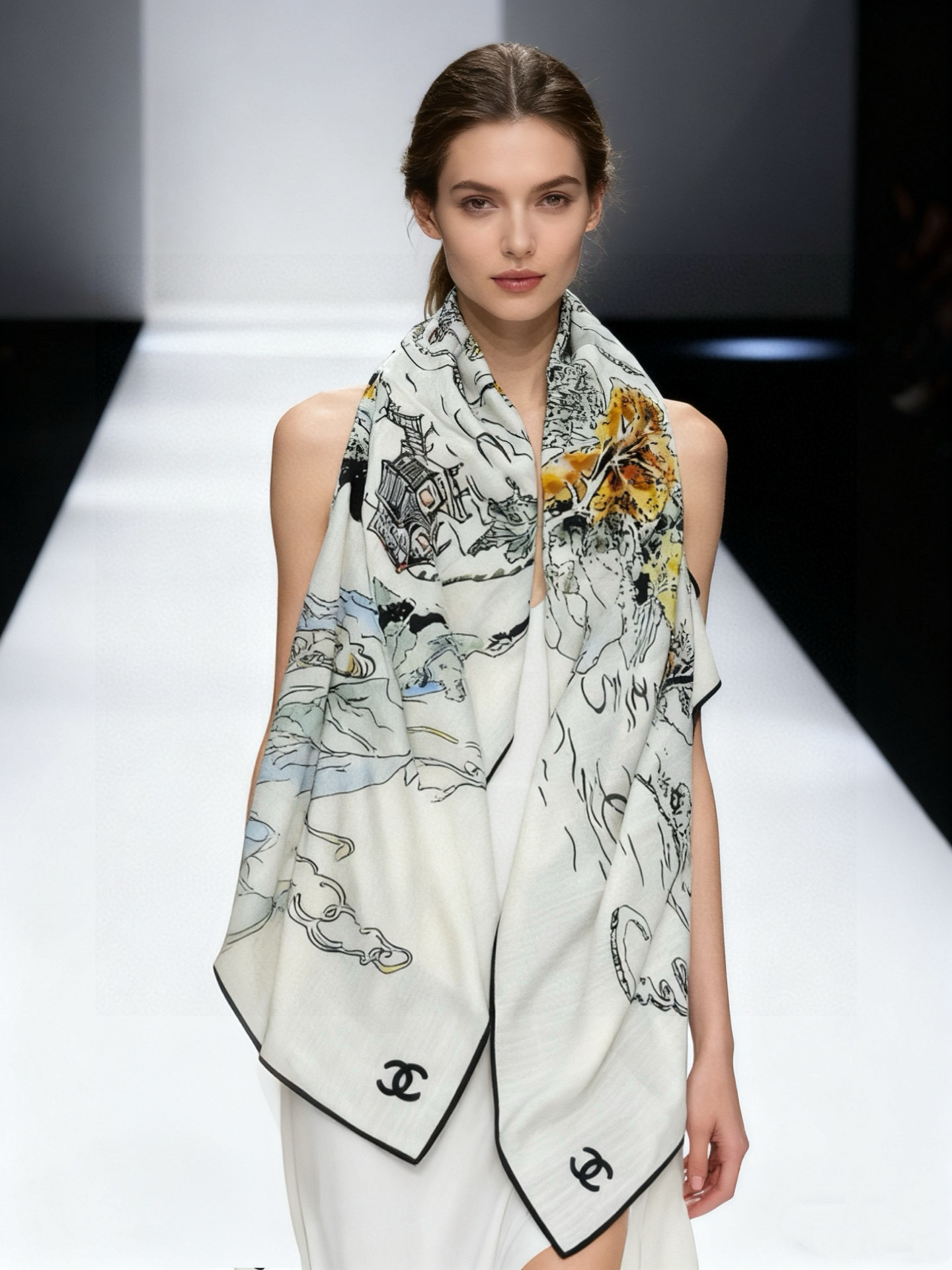 Chanel 25高级手工坊系列～～【140顶级丝绒双面同色披肩】25高级手工坊系列作品梦幻而极具电影感