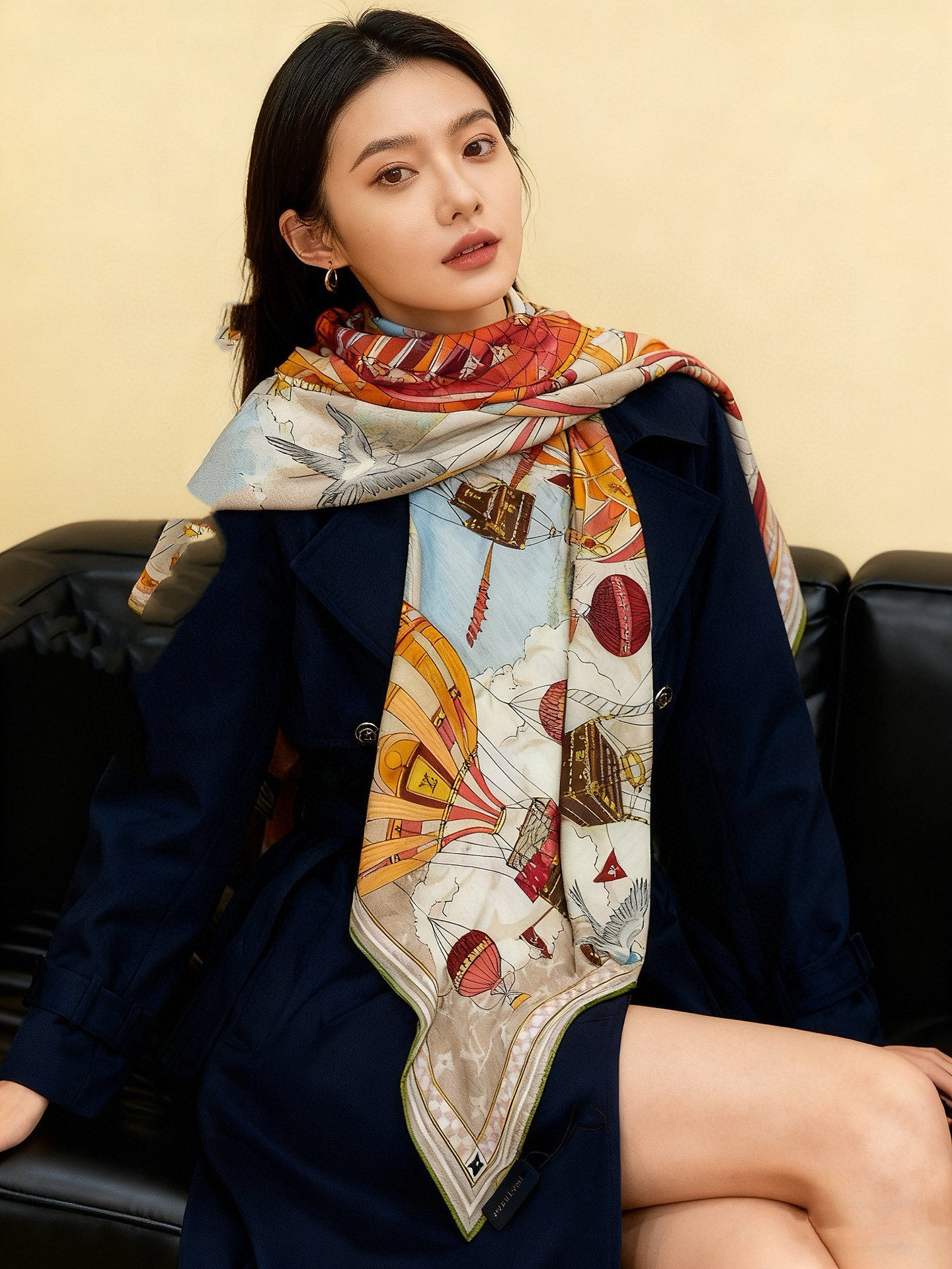 LV x TM 140披肩【140顶级丝绒双面同色披肩】本款LVxTMMonogram Multicol