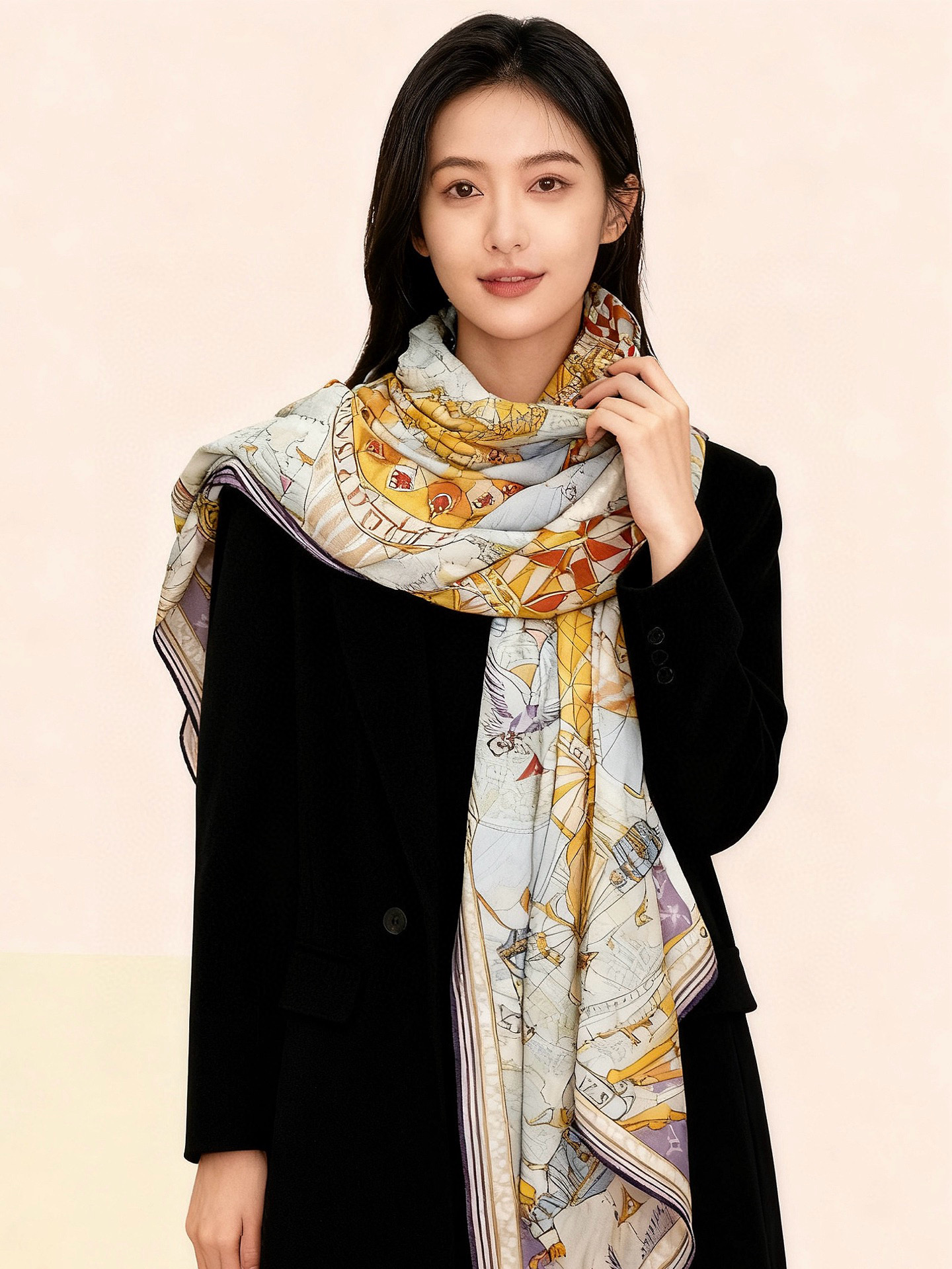 LV x TM 140披肩【140顶级丝绒双面同色披肩】本款LVxTMMonogram Multicol