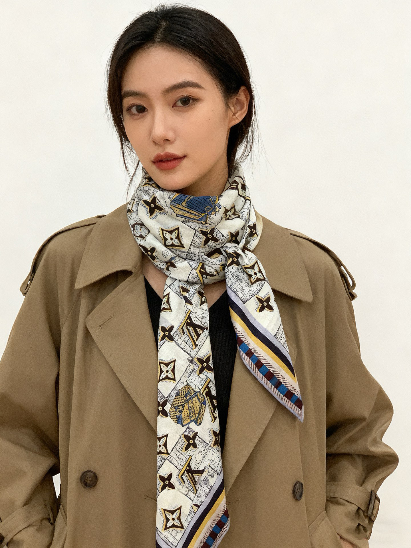 LV x TM 140披肩【140顶级丝绒双面同色披肩】本款LVxTMMonogram Multicol