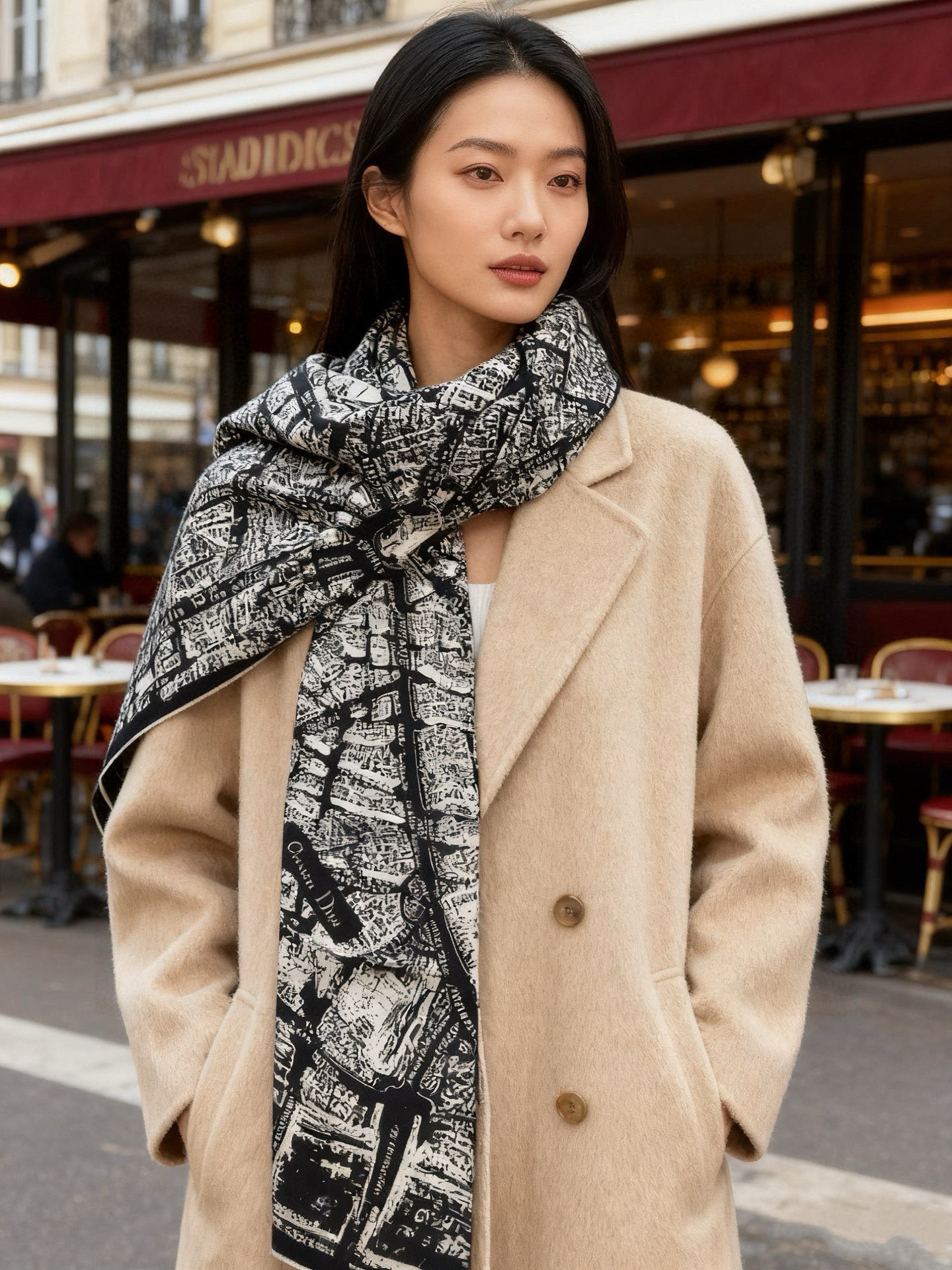 Dior ❤【️巴黎地图】140*140双面同色丝绒方巾🉐️LAN DE 价🉐️ARIS 巴黎地图这款方